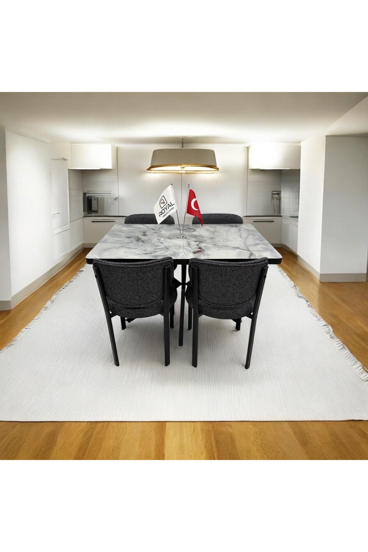 ROYALİSA TABLE CHAİR ROYALİSA LUNA 4 KİŞİLİK DİKDÖRTGEN 70*110cm MUTFAK MASASI TAKIMI
