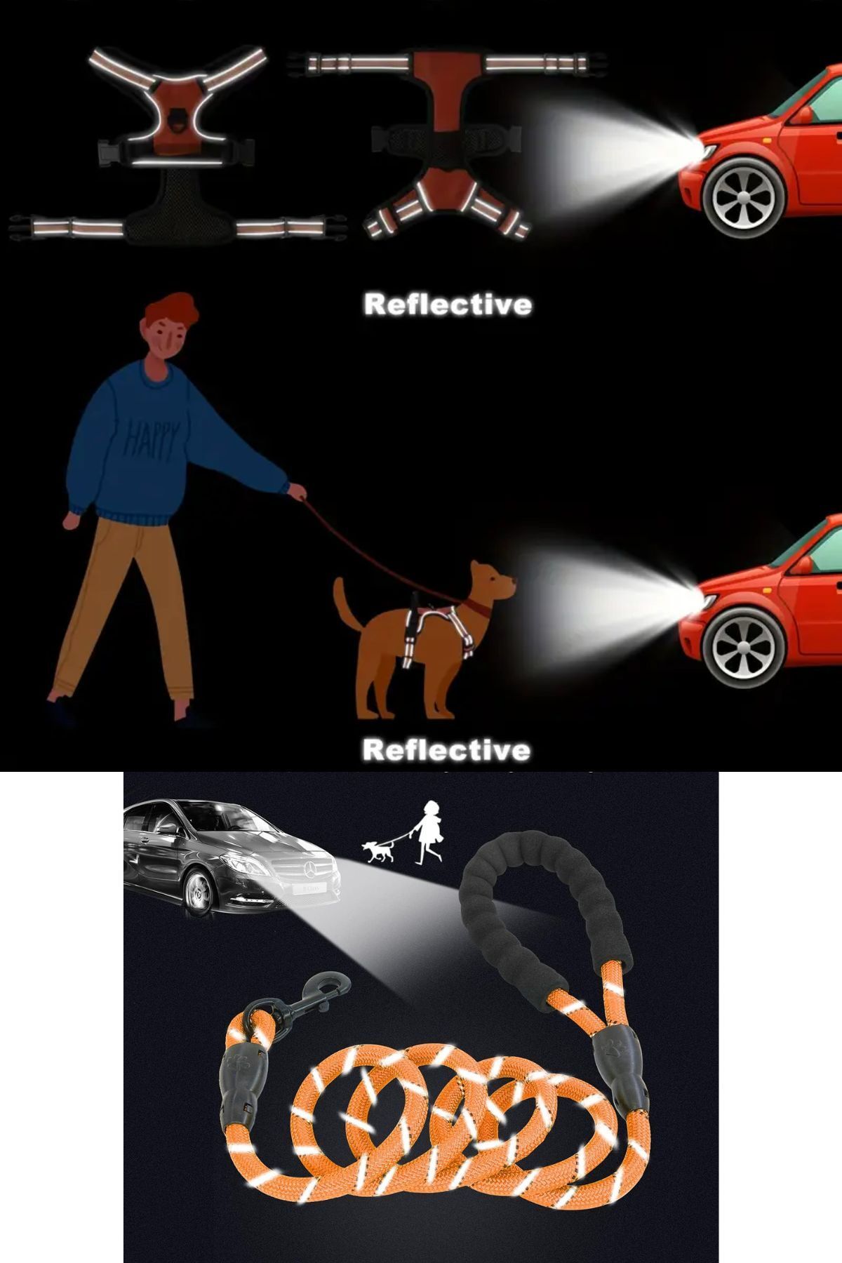 ESPAW-Dog Leash with Reflectors and Walking and Training Set for Medium and Large Breed 7