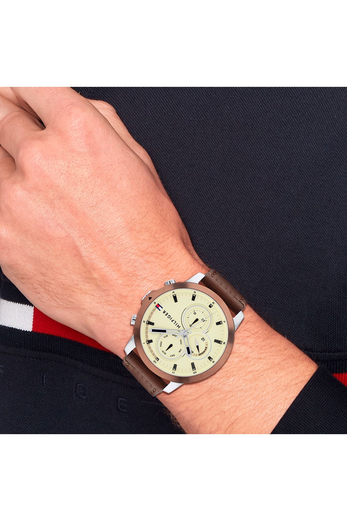Tommy Hilfiger-Men watch 1792053 Jameson, Silver Tone + Gold Crown with Cream dial, mechanism Quartz 3