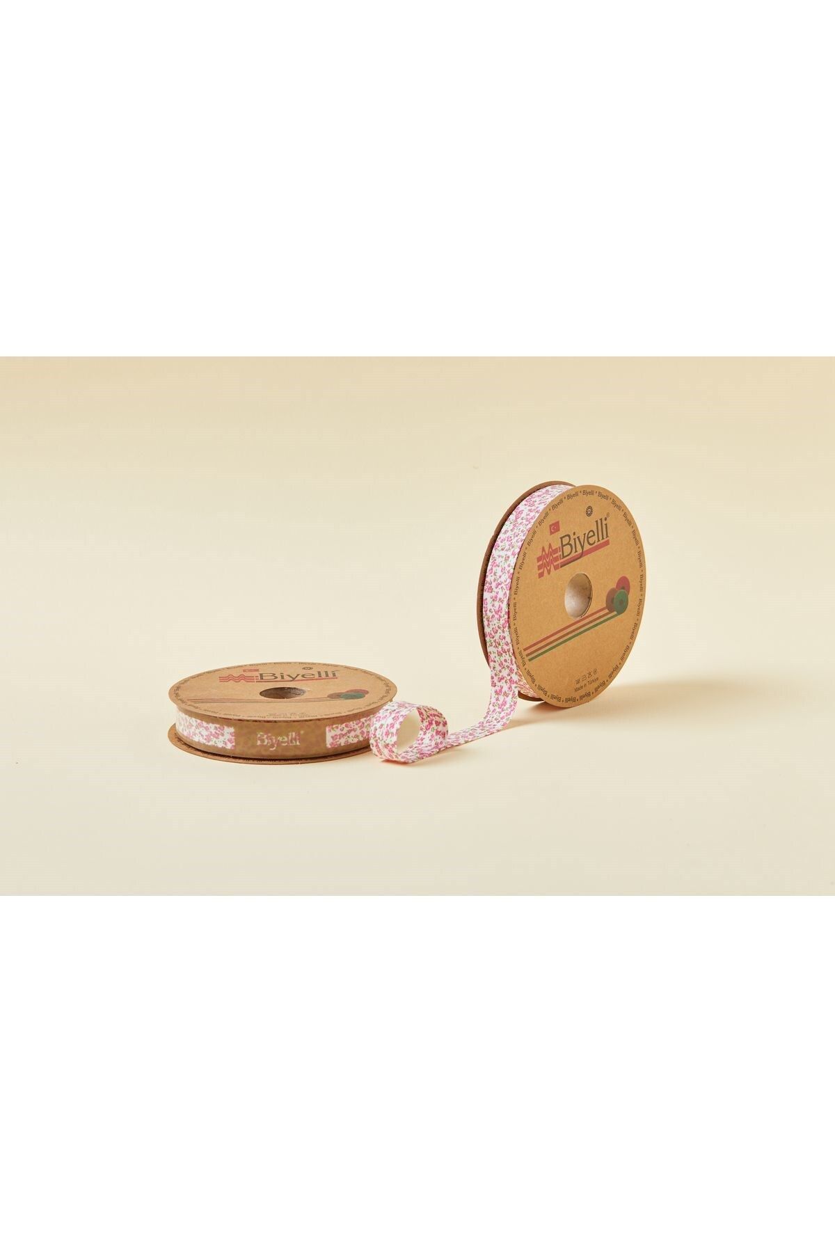 BirdoluSepet Biye Çiçekli Katlı A02 Pembe 2 cm 25 Metre %65 Koton %35 Polyester
