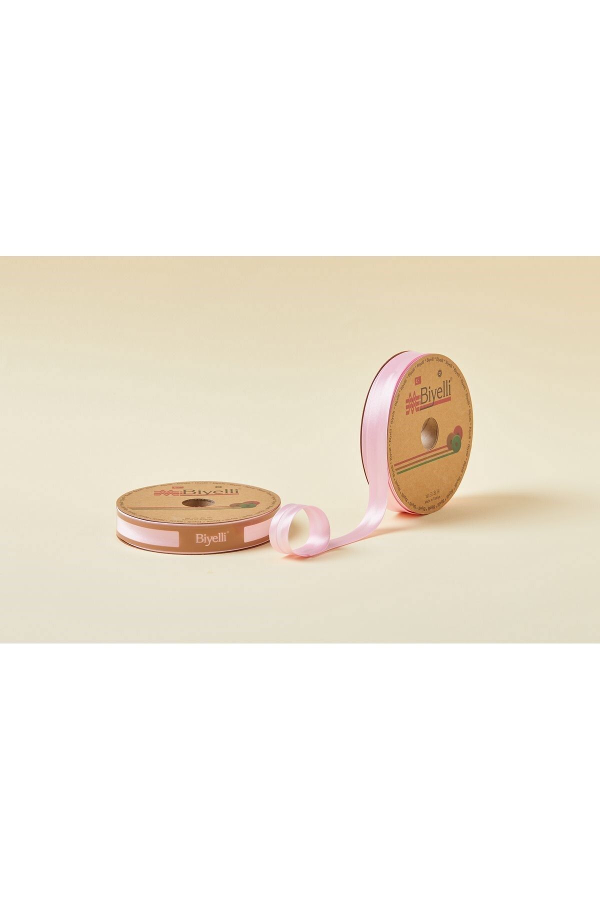 KfksStore Biye Saten Katlı 007 Pembe 2 cm 25 Metre %100 Polyester