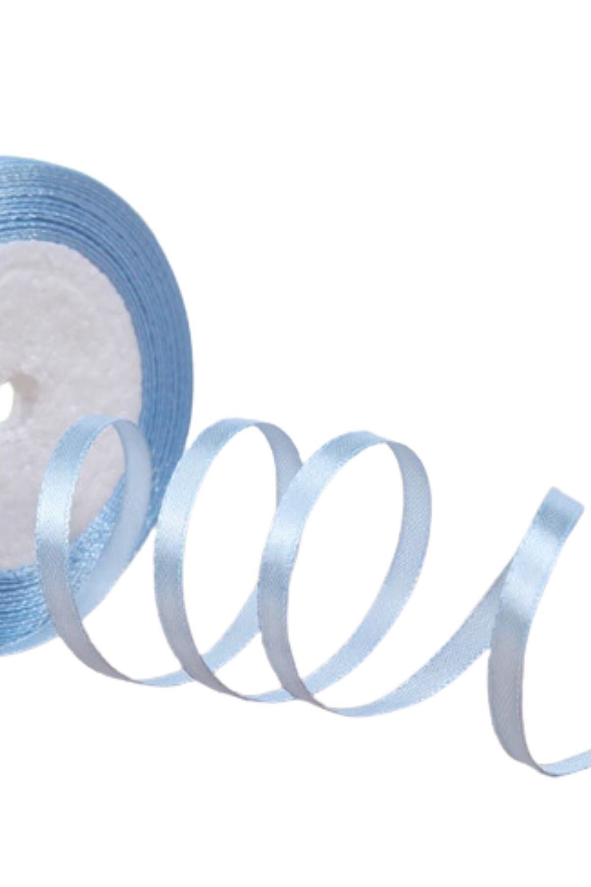 KfksStore Saten Kurdele 6 mm Bebe Mavisi 5 Metre