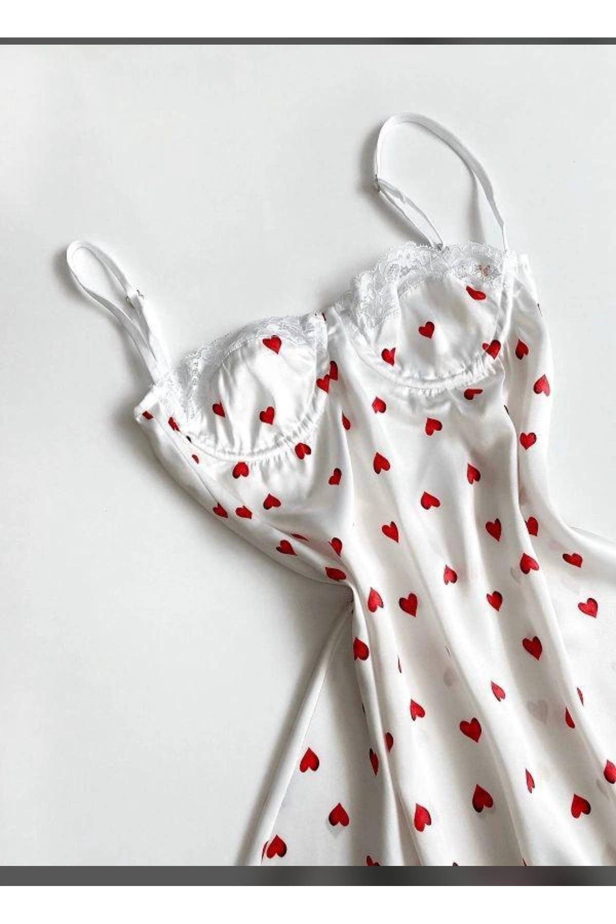 SATTENS SEXY kadın saten GECELİK - Balenli dantel detaylı dekolteli mini gece elbisesi