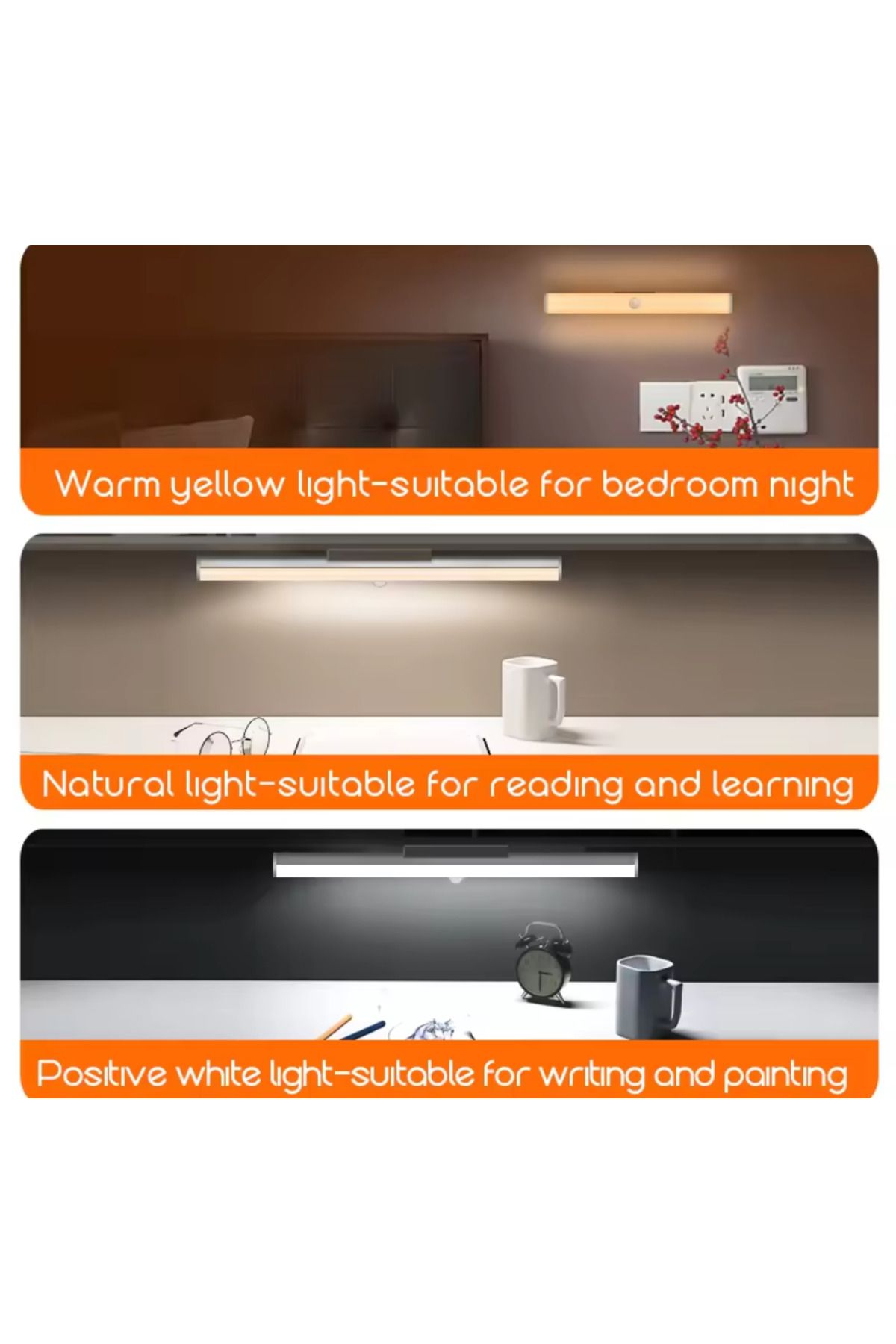Generic-Led Round Bar Smart Sensor Drawer Closet Magnetic Rechargeable Cabinet Light, Sensor Operated 21mm 2