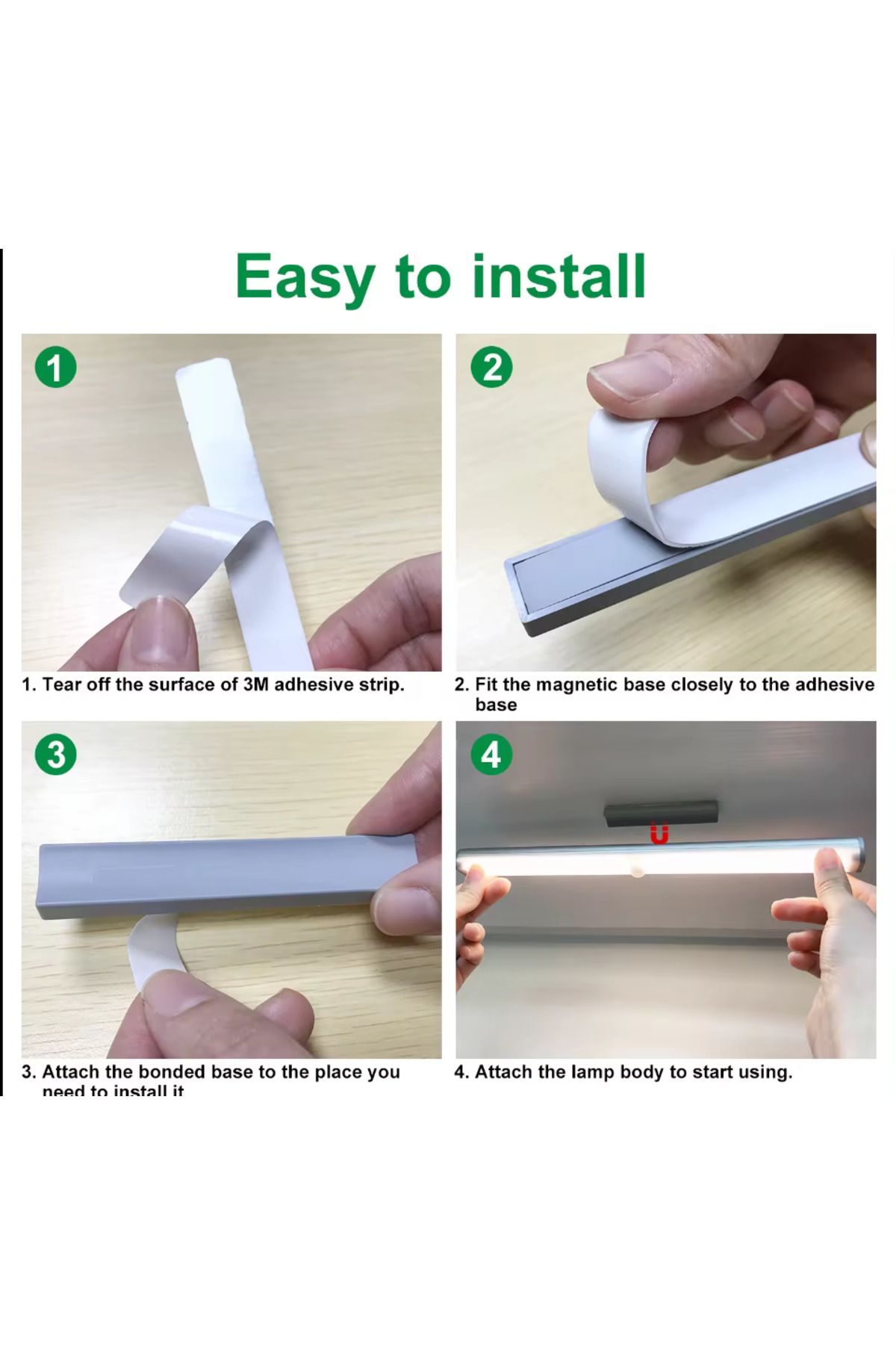 Generic-Led Round Bar Smart Sensor Drawer Closet Magnetic Rechargeable Cabinet Light, Sensor Operated 21mm 4