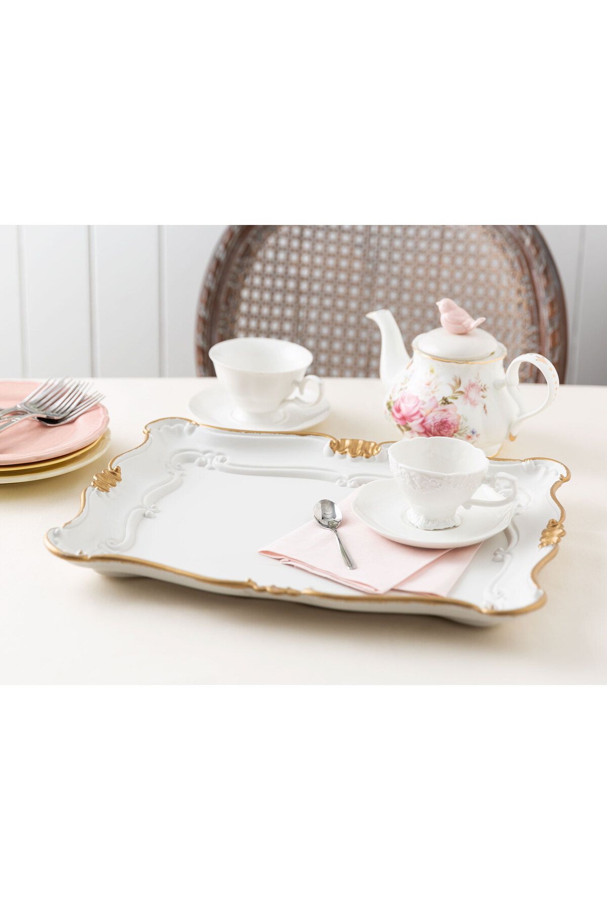 Madame Coco-Großes Tablett mit Blättern von Camelote 1