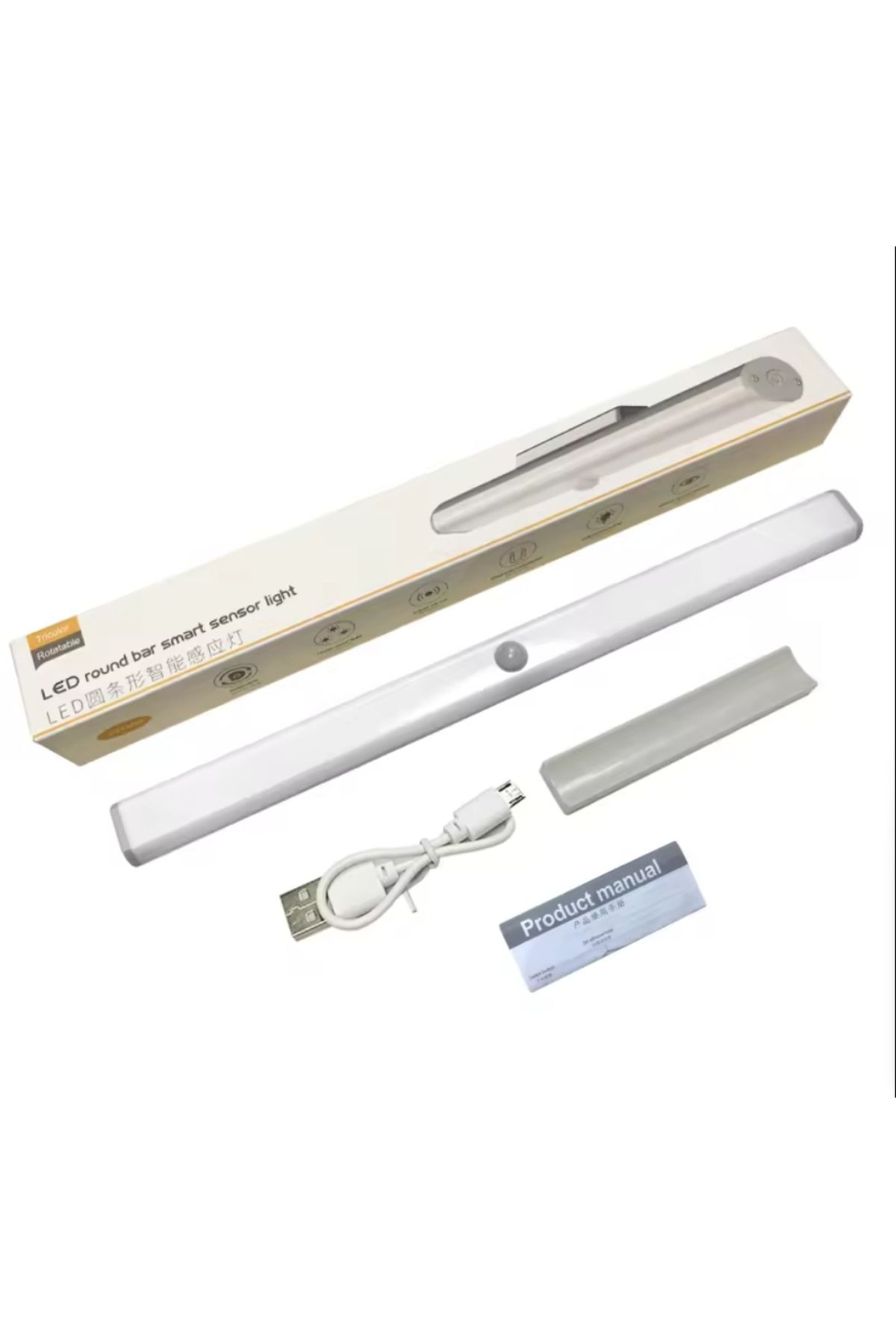Generic-Led Round Bar Smart Sensor Drawer Closet Magnetic Rechargeable Cabinet Light, Sensor Operated 21mm 3