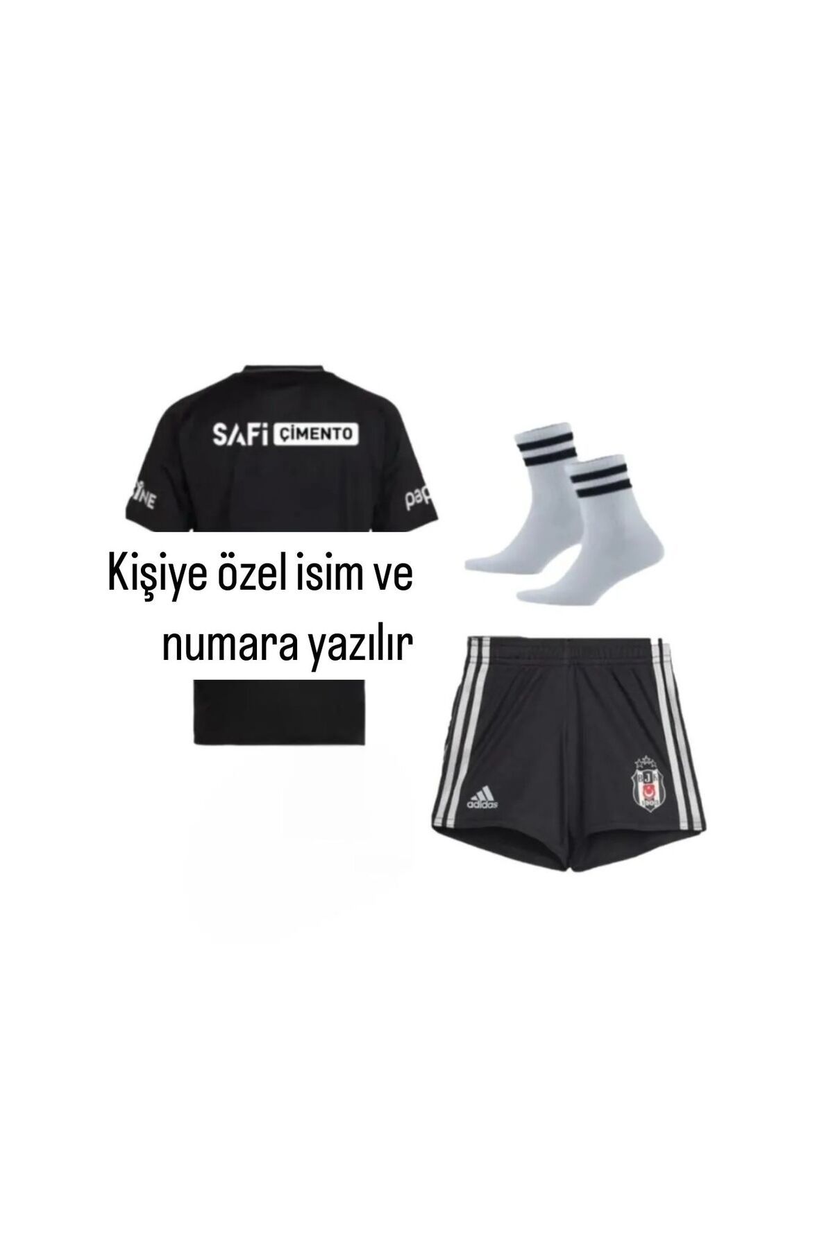 Kişiye Özel İsim ve Numara Yazılır Beşiktâş<>iSimsîz> Siyah- Çocuk 3'lü Set Forma Şort Çorap