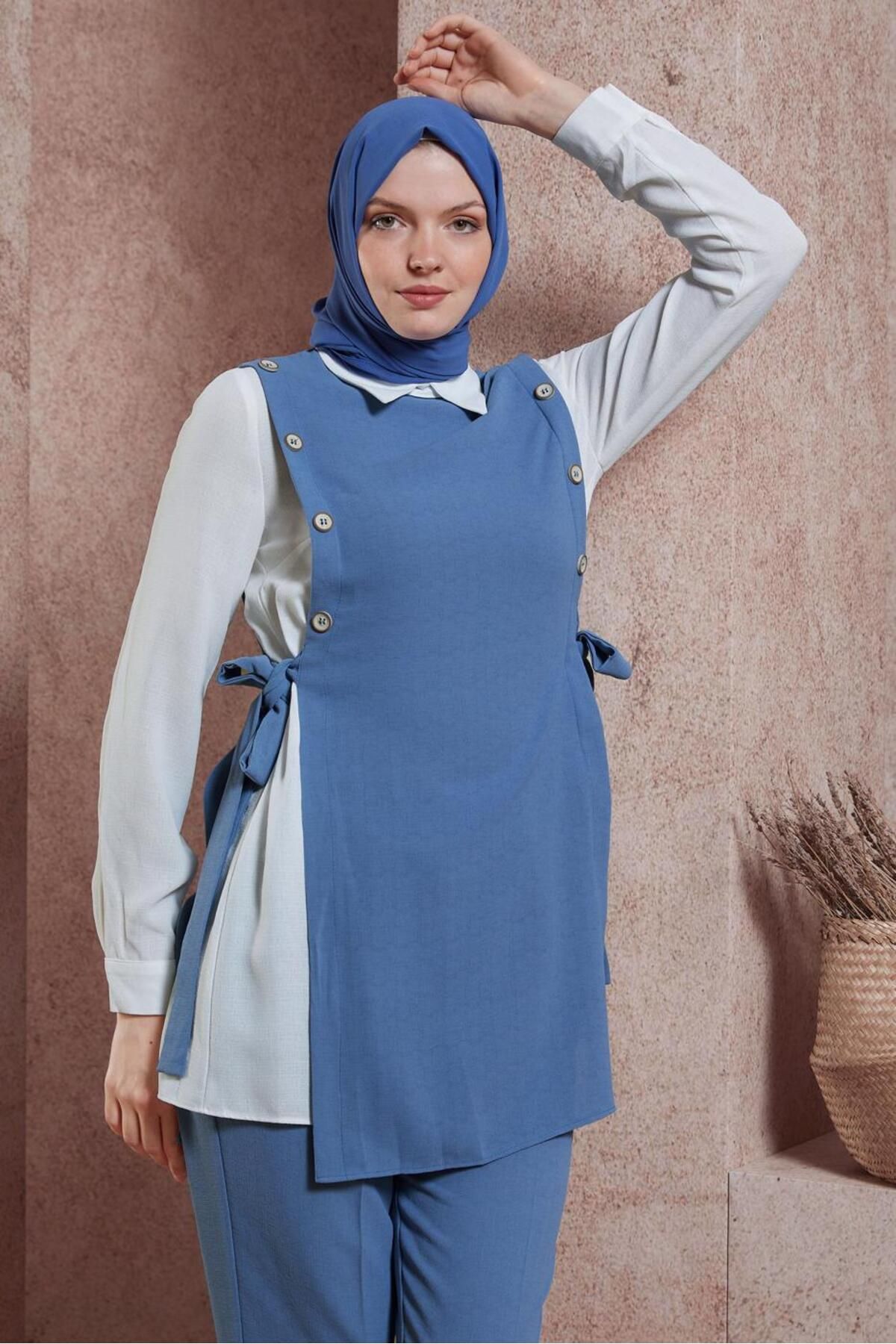کت و شلوار یقه پیراهن با شلوار 43923 Alvina