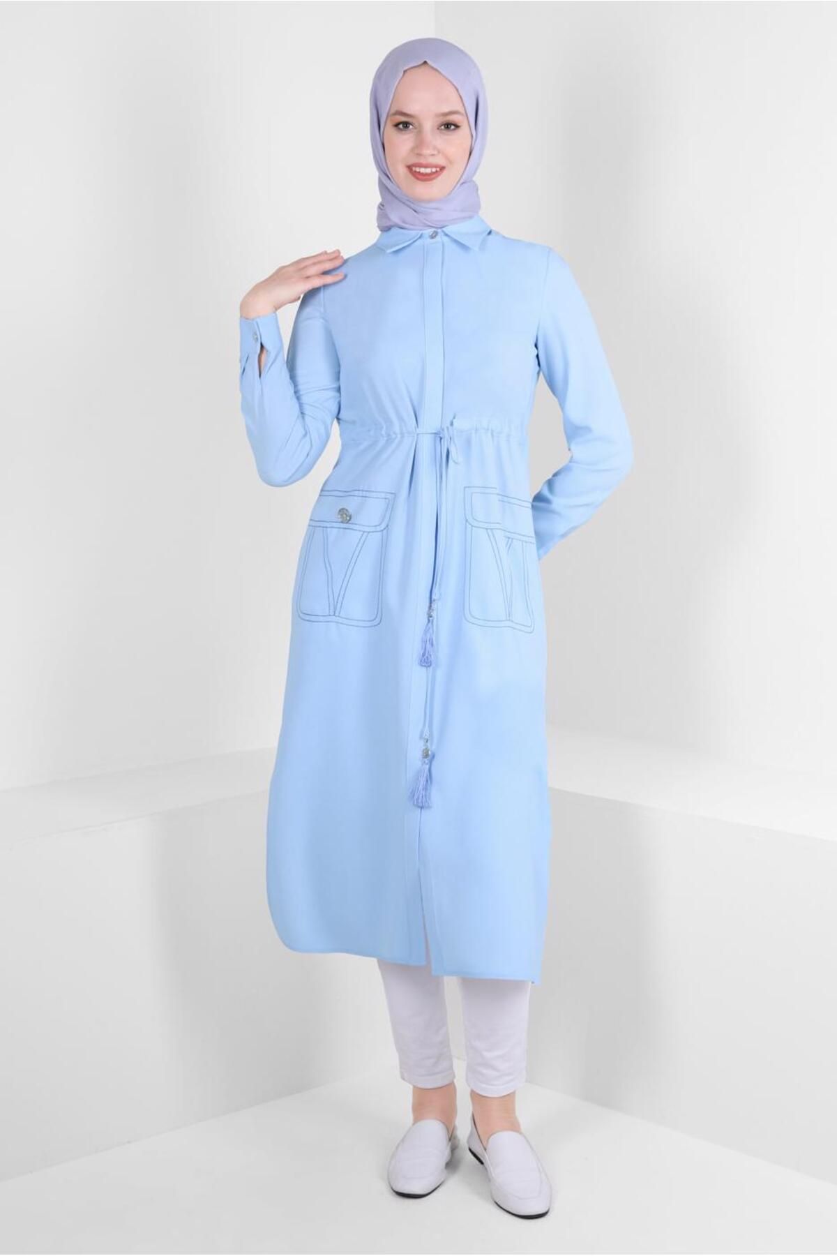 تونیک با دور کمر بنددار و کمر طرح دار 43626 Alvina