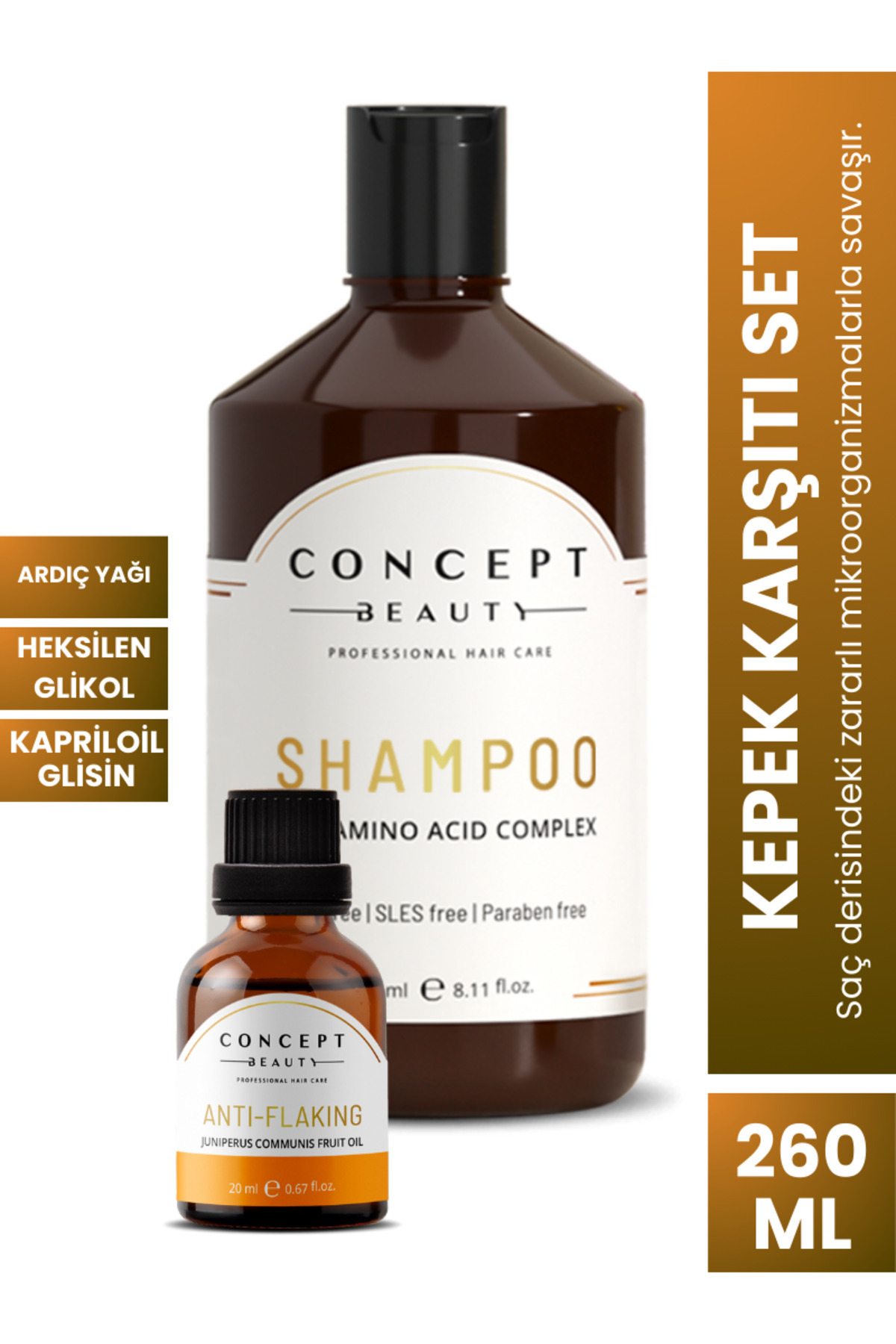 Concept Beauty Kepek Önleyici Saç Bakım Seti - Ardıç Yağı Ekstratı Özlü Tuzsuz-sülfatsız Doğal Şampuan — CBSHP-AFL