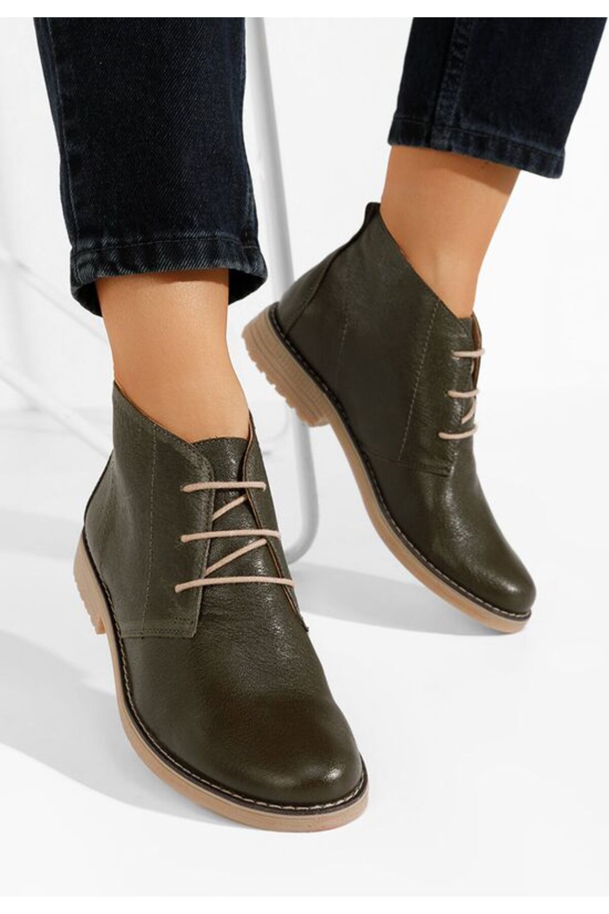 B T Shoes-Ghete dama piele Kalisa V2 kaki 1