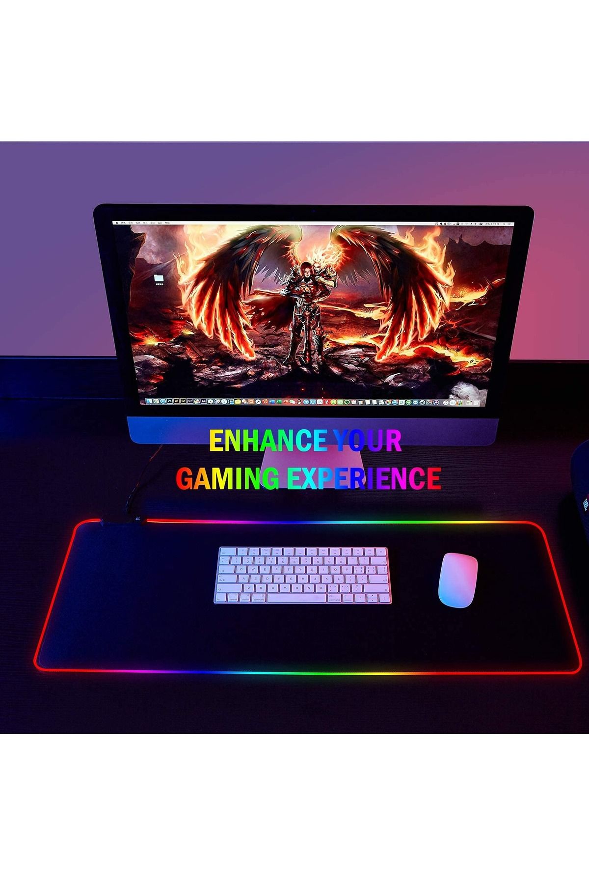 FlashHawk-Large RGB Gaming Mousepad with Nonslip Base 14 Kinds of RGB Lights Mode for Live Broadcasting 7
