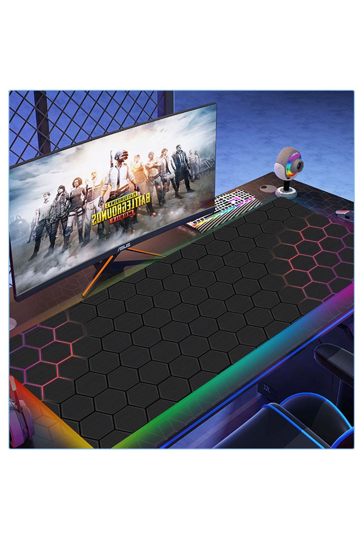 FlashHawk-RGB Gaming Mouse Pad 800*300mm Size,14 LED Modes Extended Large Table Desk Mat Mousepad 7