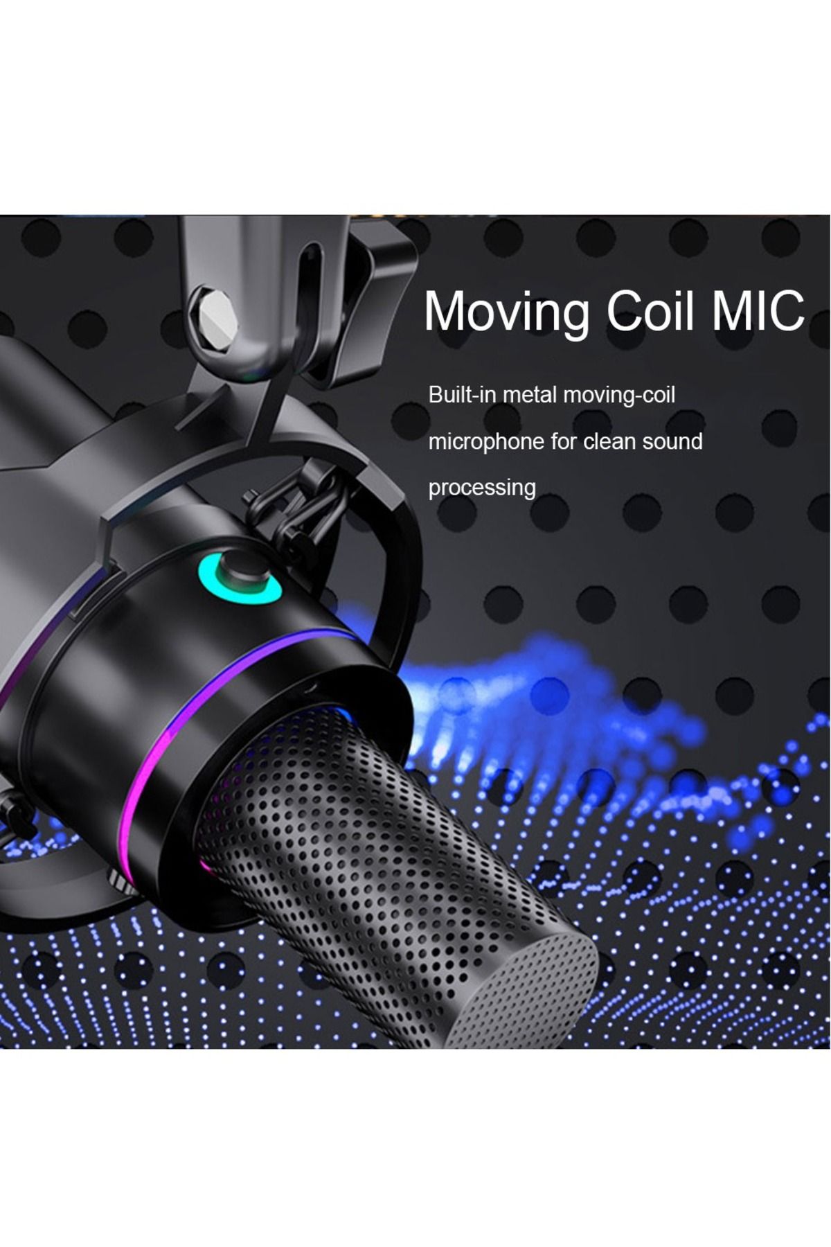 FlashHawk-XLR/USB Dynamic Microphone Kit, RGB Podcast Mic with Mute, Gain Knob, Volume Control 8