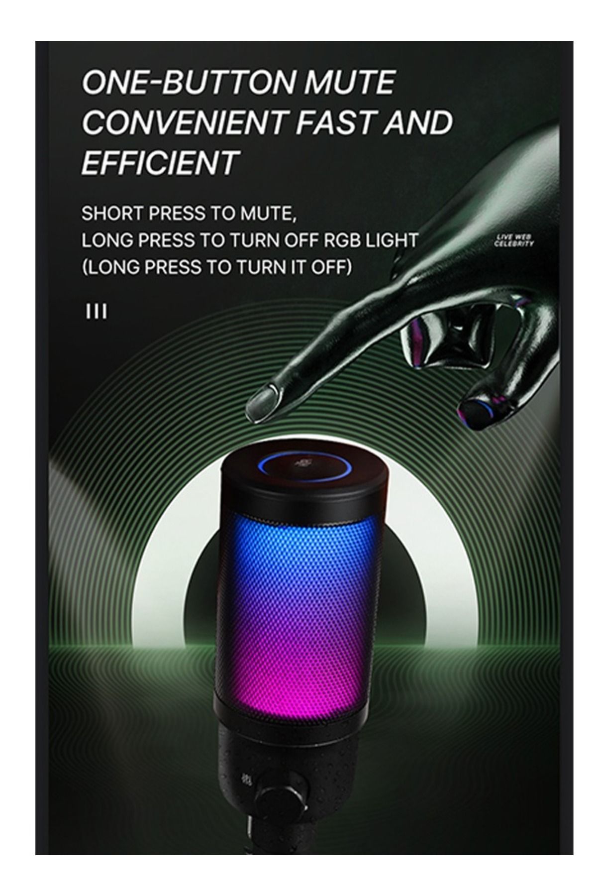 FlashHawk-Gaming USB Microphone for PC PS5,Condenser Mic with Quick Mute,RGB Indicator 6