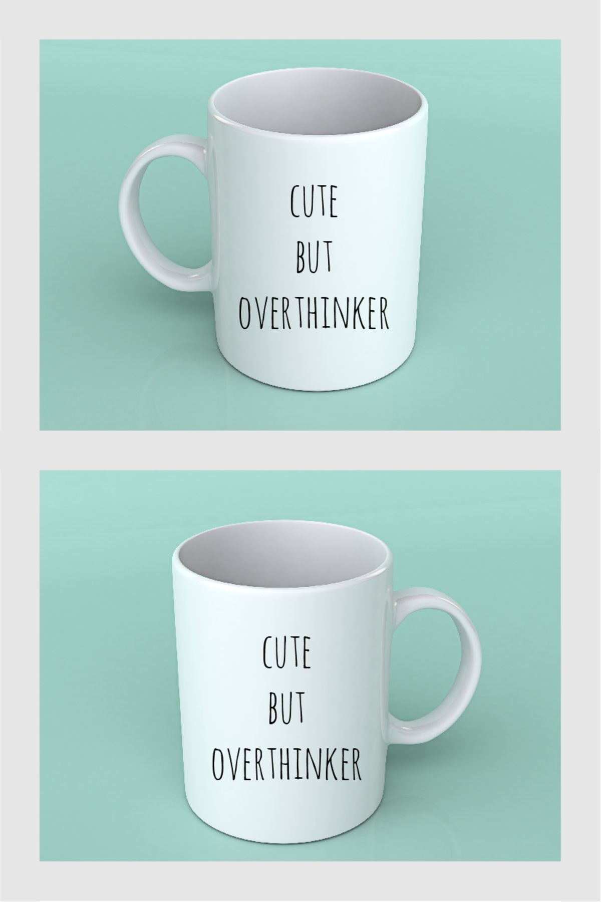 Hediye Adası SLOGAN KUPA CUTE BUT OVERTHINKER
