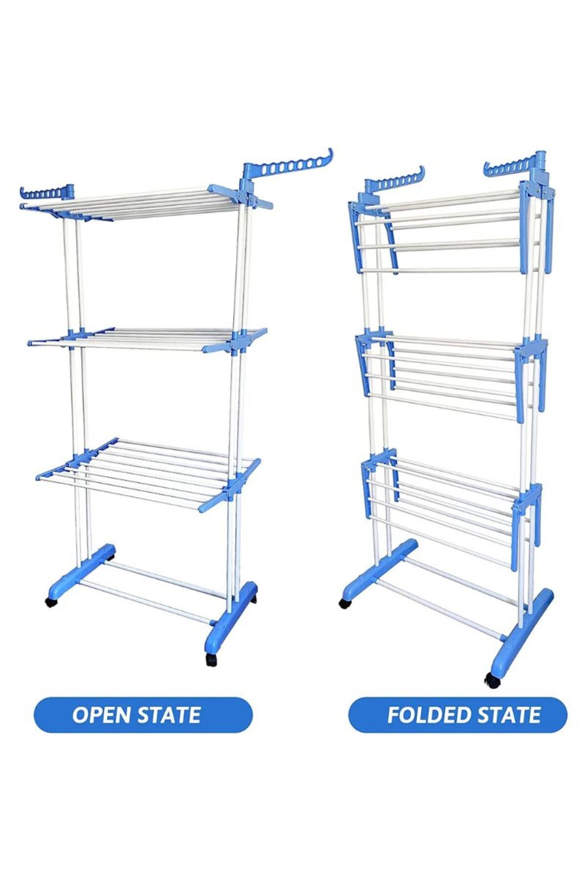 SKY TOUCH-Three Layers Of Clothes Hanger, Adjustable Stainless Steel Hanger With Folding Wings 3 Layer 4