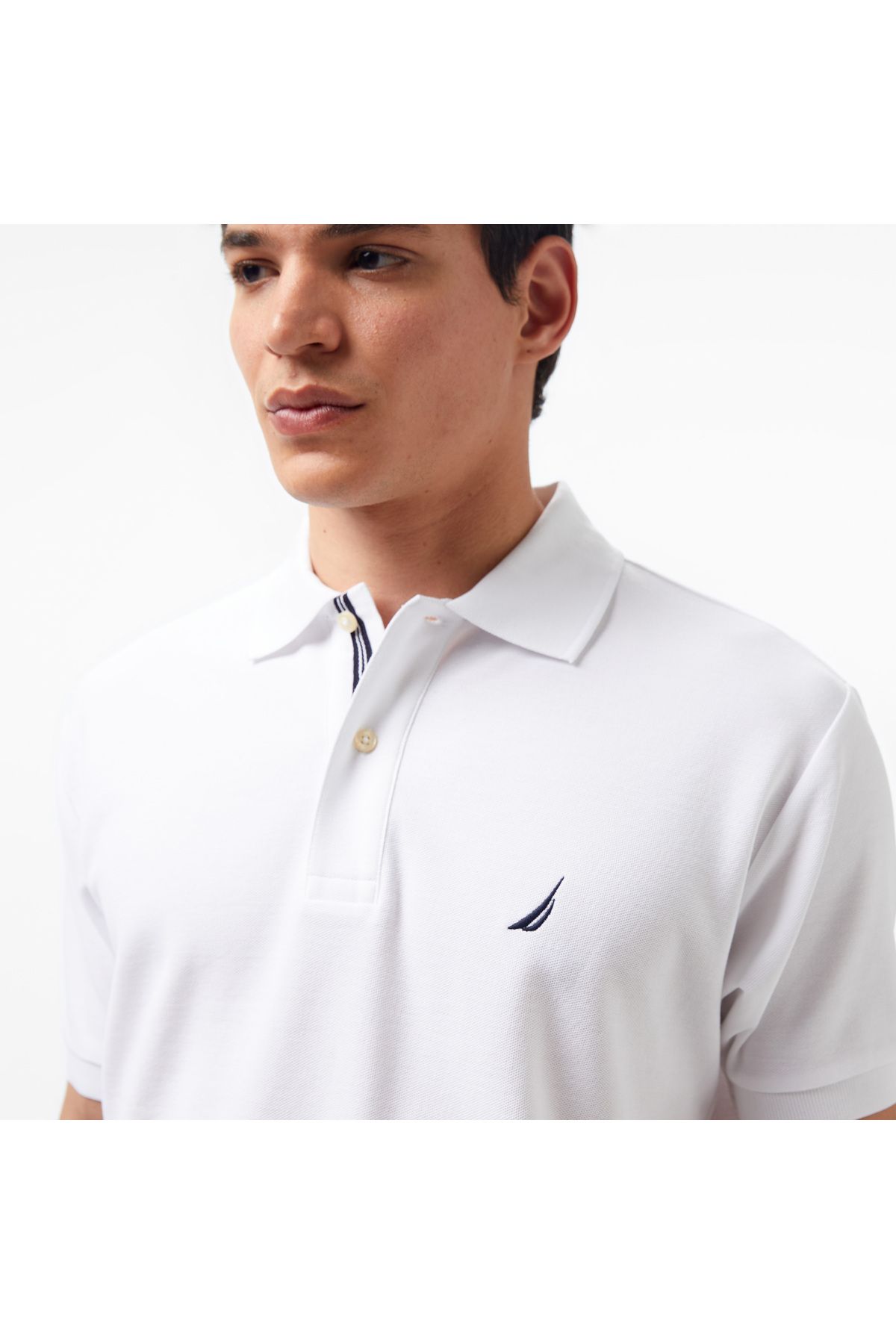 تی شرت یقه پولو سفید مردانه تيشرت يقه آستين كوتاه مدل Nautica