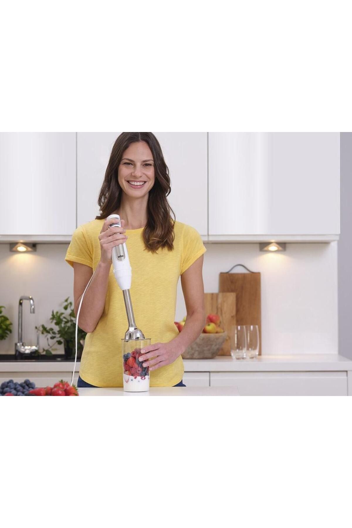 Braun-Blender de mana Braun MQ7020 WH, 1000 W, Pahar 0.6 l, Tocator 0.35 l, Sistem EasyClick Plus 7
