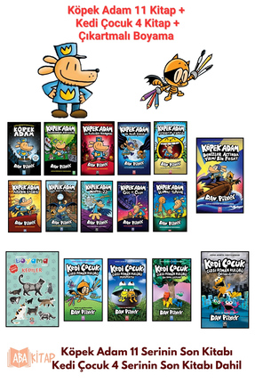 Yağmur Çocuk Köpek Adam 11 Kitap, Köpek Adam Serisi Tam Set + Kedi Çocuk 4 Ki...