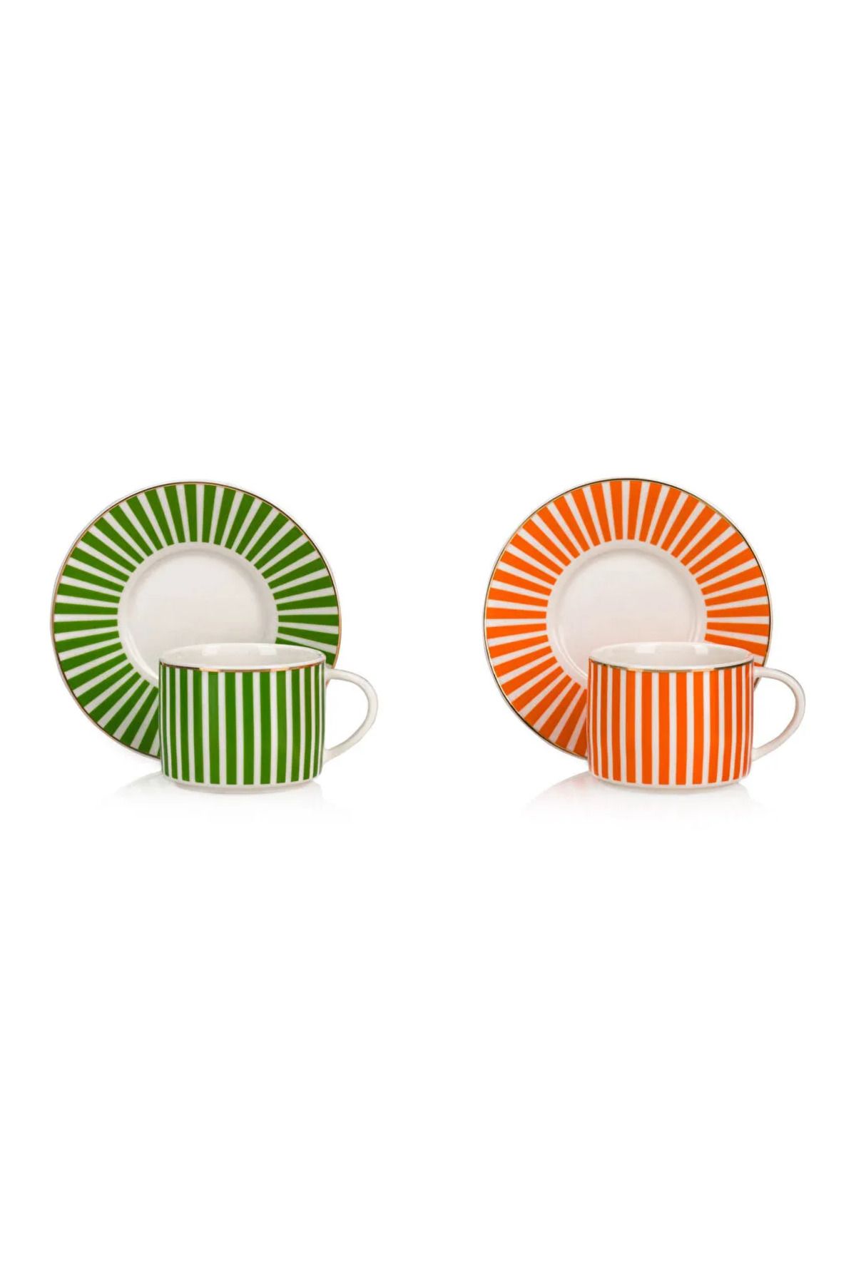 LC Waikiki-Lcw Home Mixed Line Patterned 2-Person Porcelain Coffee Cup Set 90 ml 6