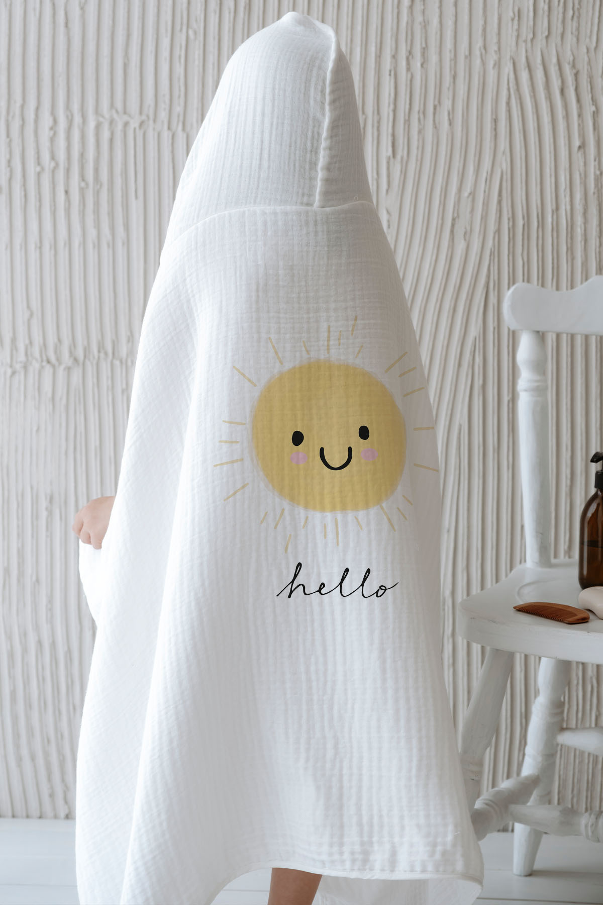 Tuğba Kuğu 4 Kat Müslin Kapüşonlu Havlu - Pure Baby Serisi - Gülen Soft Güneş fotoğrafı 2 (önizleme)