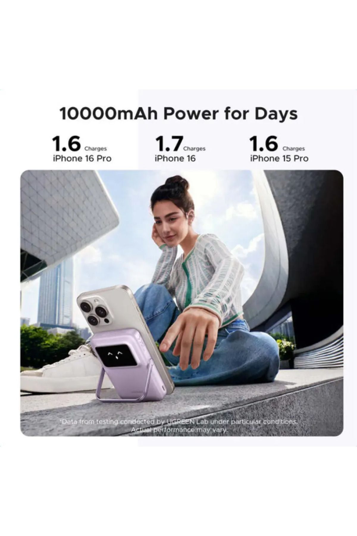 Ugreen-Uno 15W Qi2 Magsafe Compatible Power Bank 10000mAh, 15W with Foldable Stand, Compatible for iPhone 5