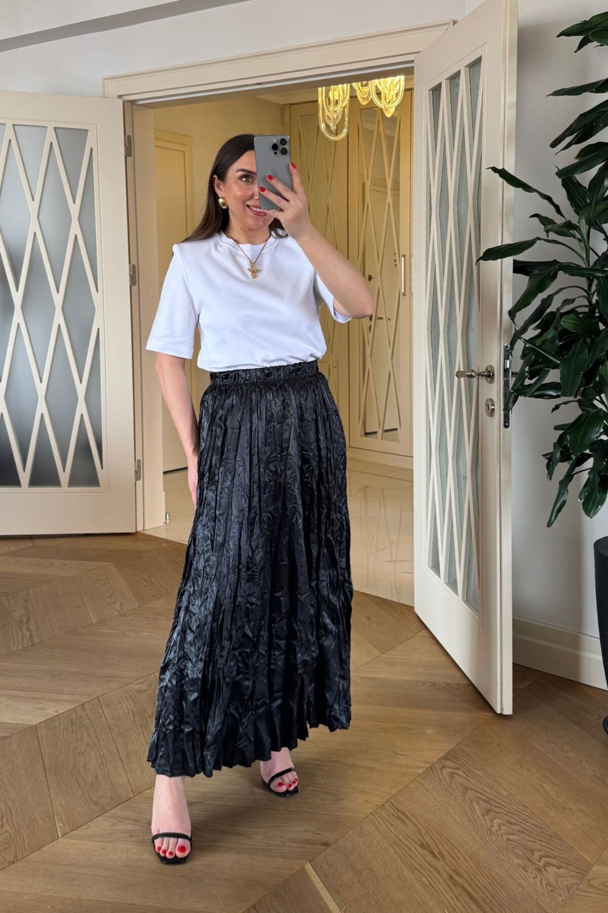 Tuba Butik Fusta Lungă Din Satin Plisată Femeie - 36