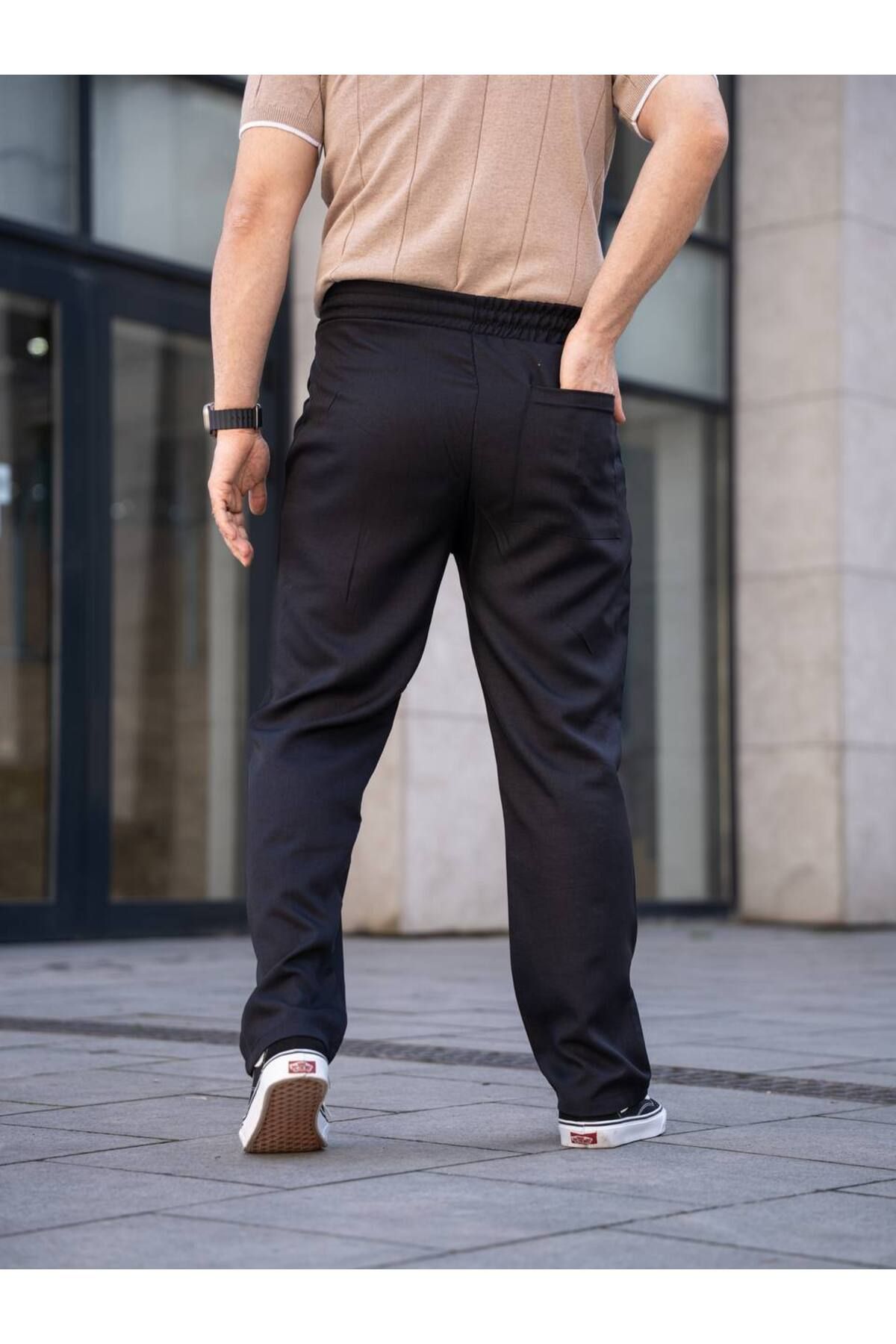 Gameyal-Men's Comfortable Fit Striped Linen Baggy Sweatpants 6