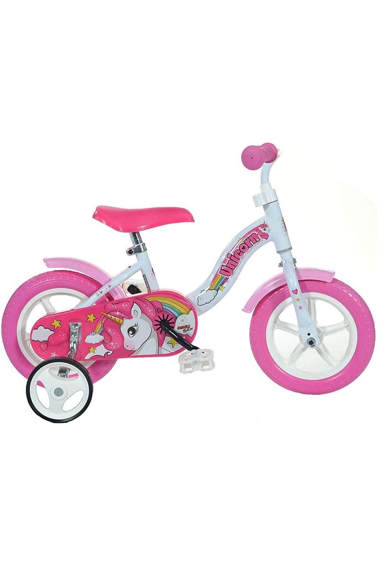OEM Bicicleta Copii 3 Ani, Cu Roti Ajutatoare Dino Bikes 10' Unicorn Alb Roz - One Size