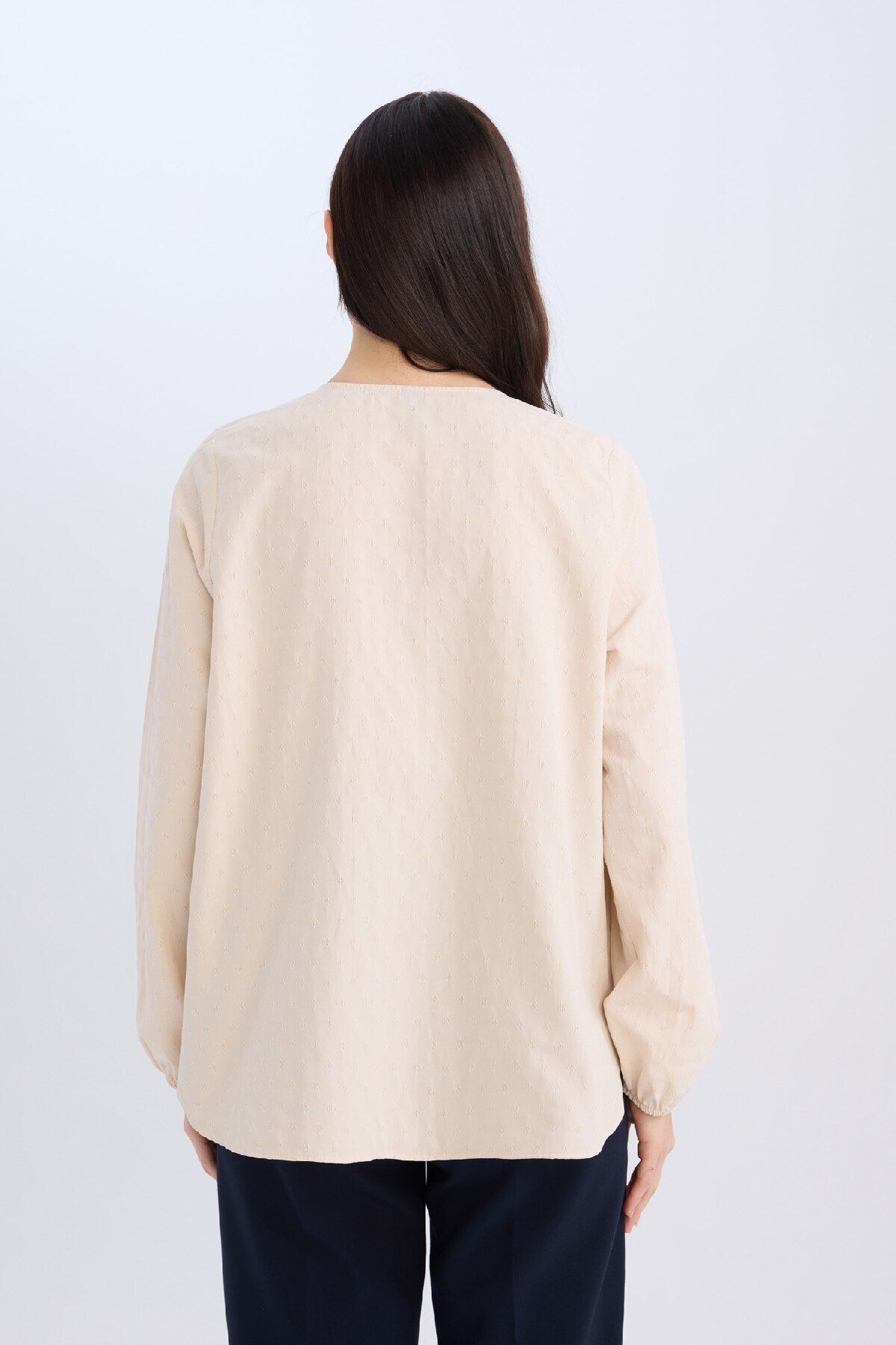 DeFacto-Regular Fit Apache Collar Long Sleeve Shirt E0783Ax25Sp 6