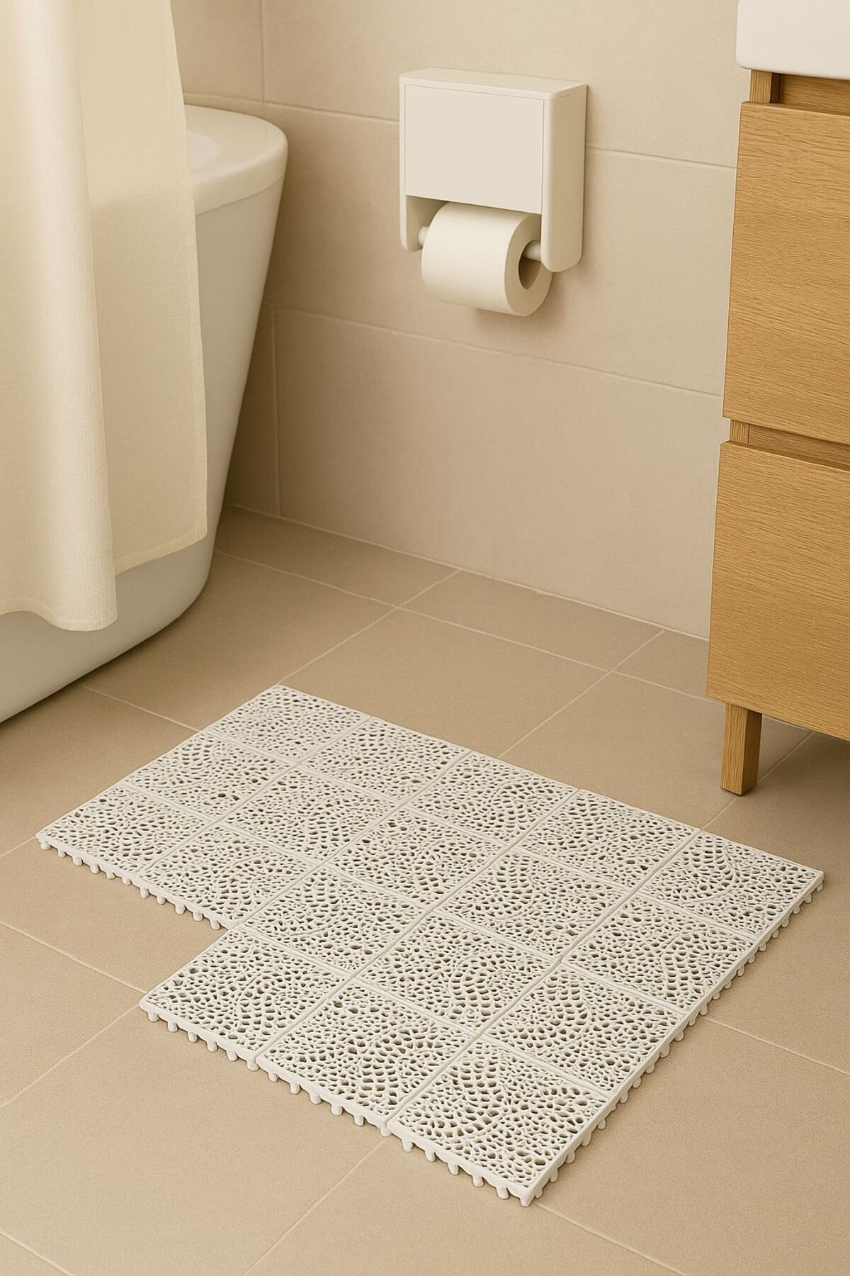 Poomy Placi Pentru Podea Pentru Baie Grilă Din Plastic Anti-alunecare Placă Modulară 33cm X 33cm 1 Bucată - One Size