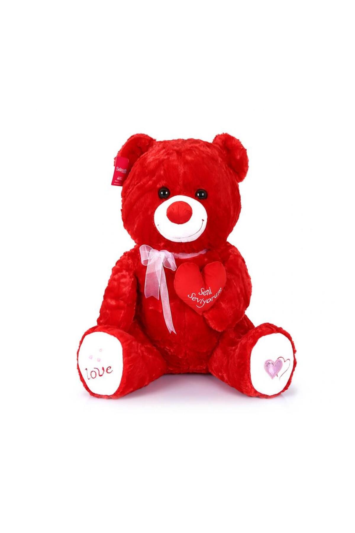 KENPAZAR Yumoş Ayı 47 cm Kırmızı Kalpli Pelüş Ayı Sevgiliye Hediye