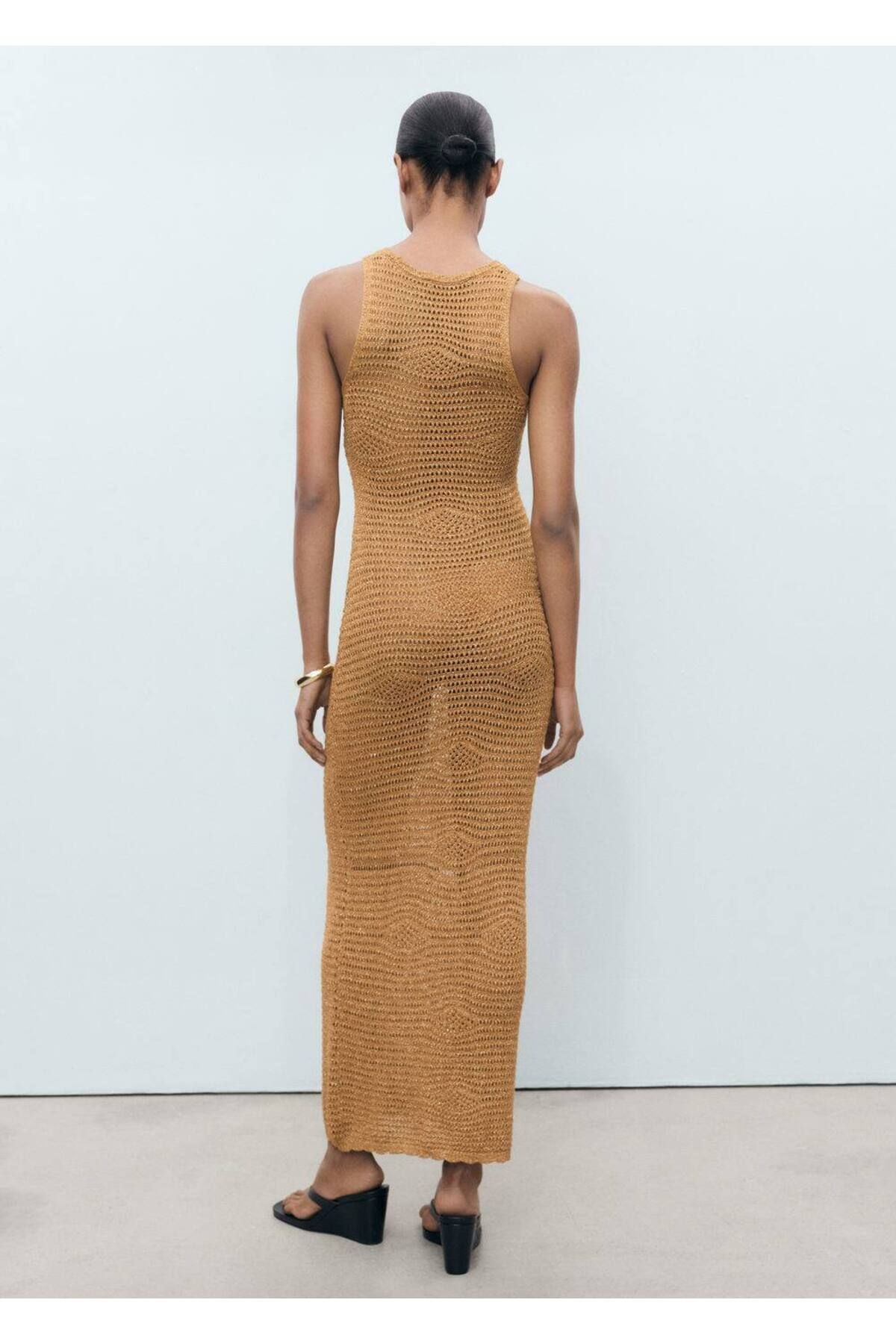 MANGO Woman-Durchbrochenes Mesh-Lureks-Kleid 4