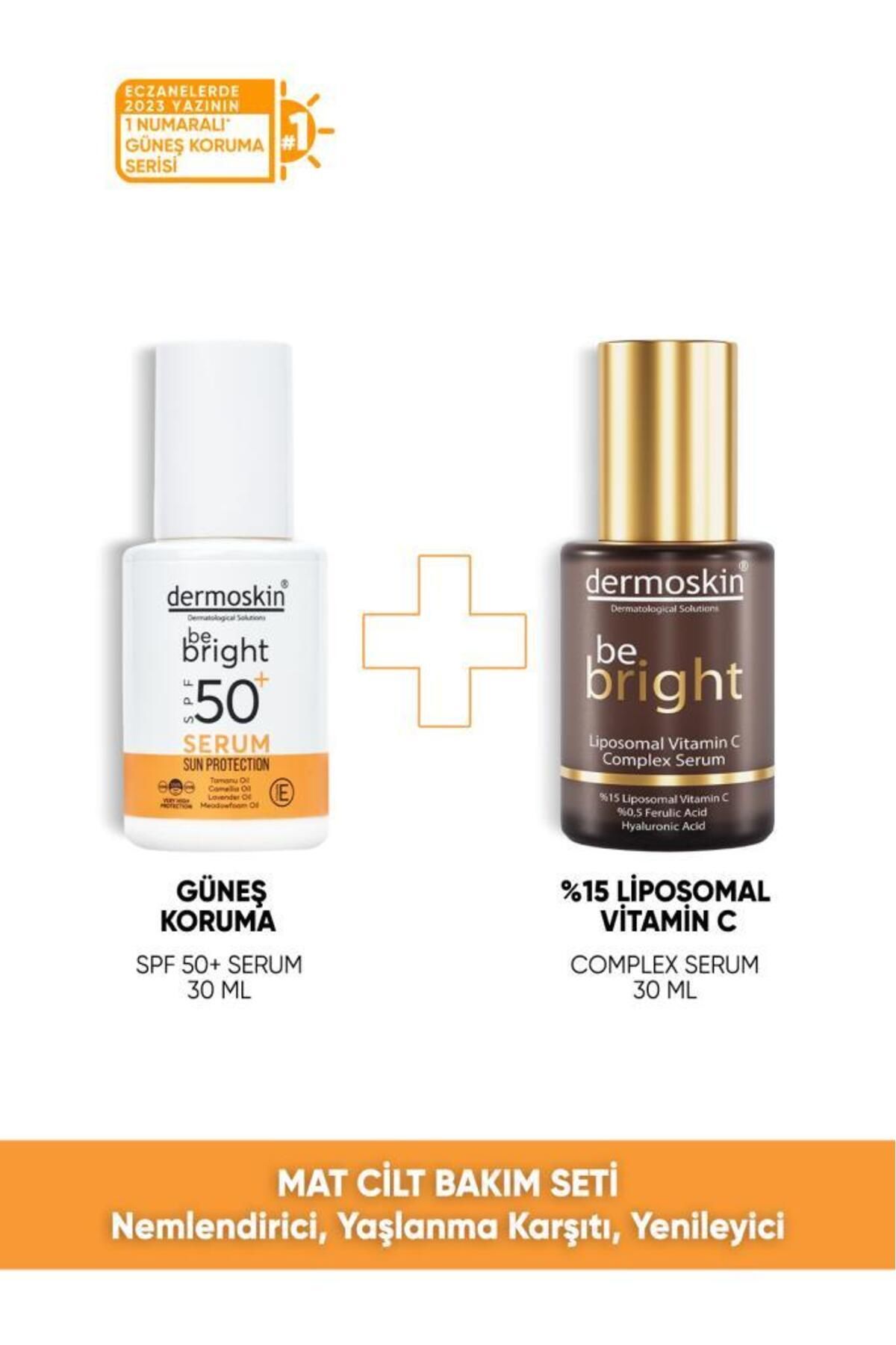 Dermoskin Mat Ciltler İçin Nemlendirici Yaşlanma Karşıtı Yenileyici Set Spf 50 30 ml Serum 30ml