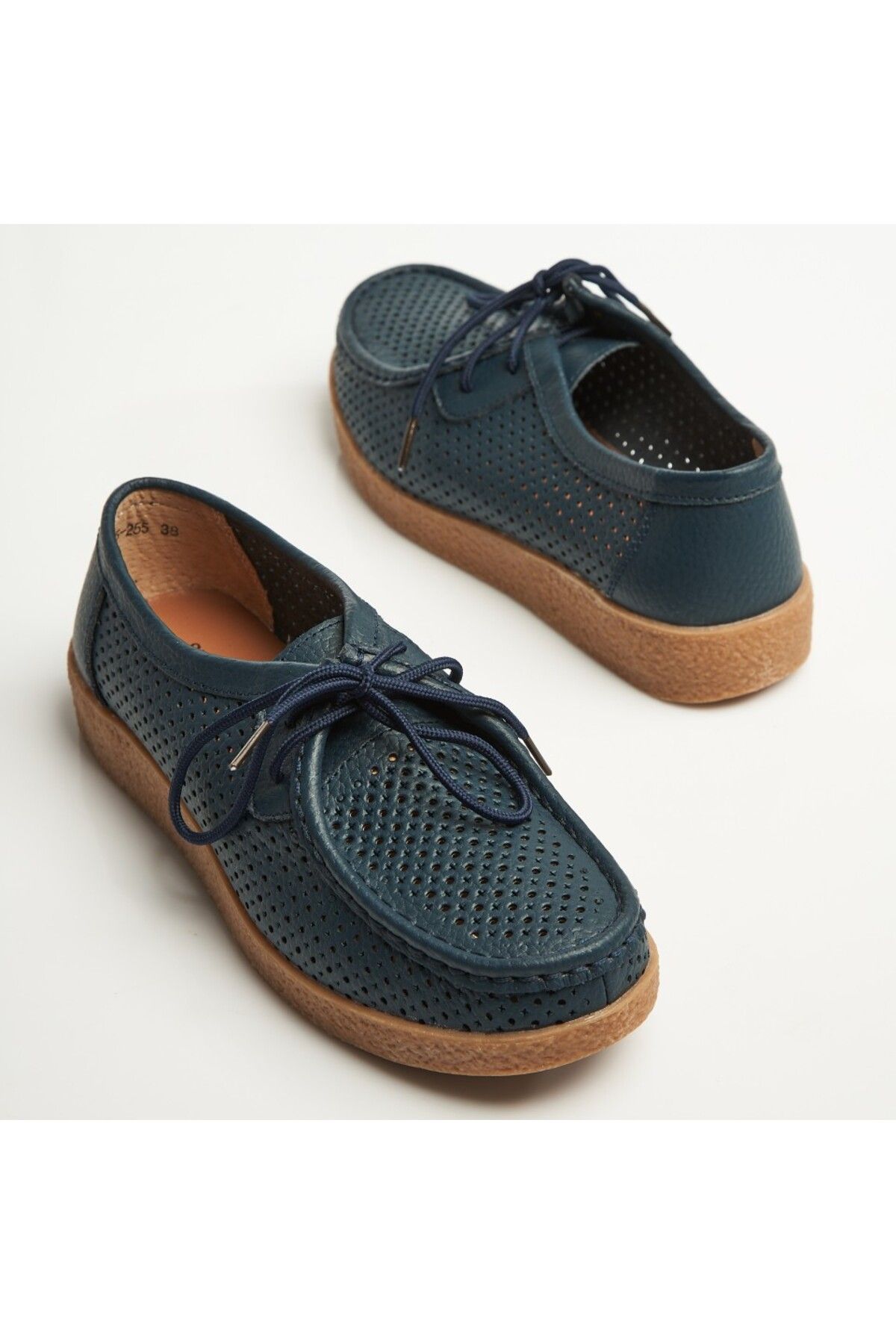 Joana-Women's Loafers Natural Leather Navy Blue Jyana 3