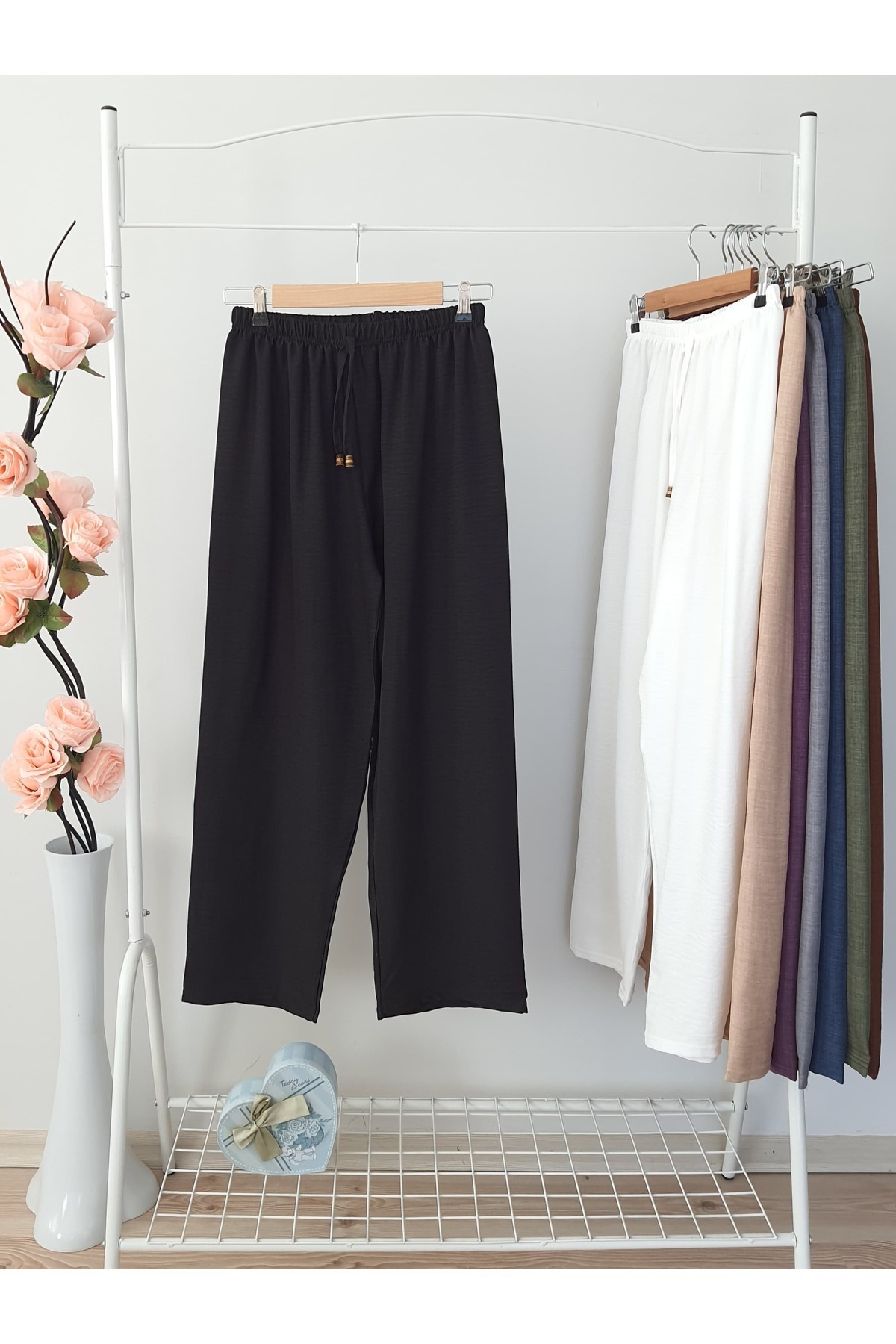 ENDAMIM-2-Piece Linen Pant Large Size Comfortable Fit Without Bucket with Elastic Waist 3
