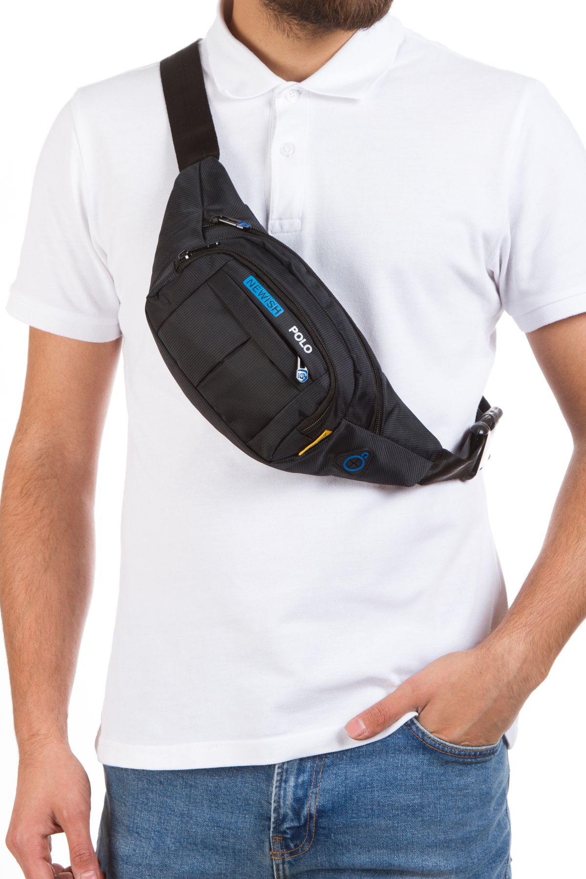 Su Geçirmez Kulaklık Usb Çıkışlı Unisex Siyah Çapraz Askılı Bel Omuz Ve Spor Çanta