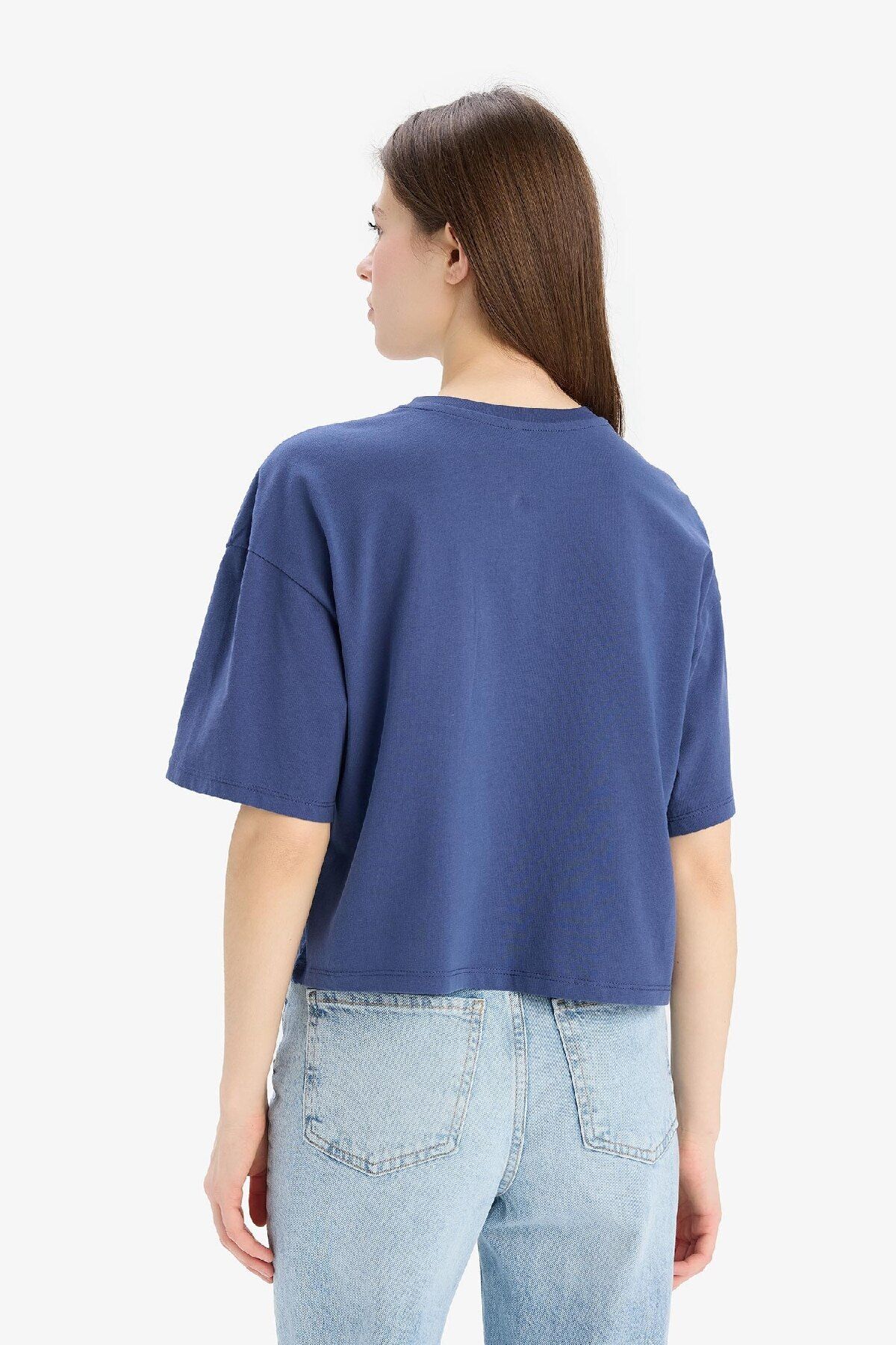 DeFacto-Tricou cu mânecă scurtă din bumbac pieptănat, cu mânecă scurtă, cu imprimeu, cu croială largă, E5149ax25sm 6