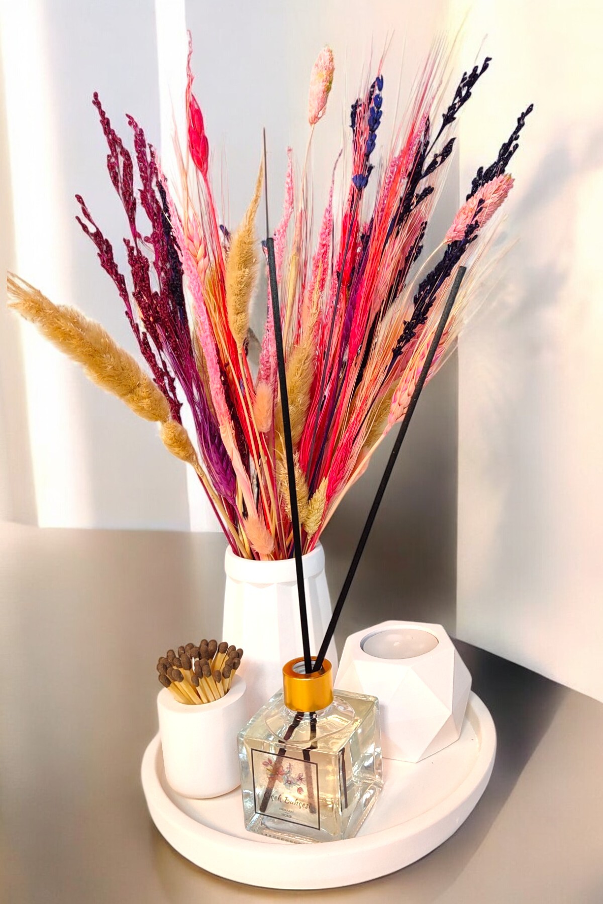 VASE SET - TEALİGHTLİK - ROOM ODOR - KİBRİTY - MODERN VASE (CANDLE AND ROOM ODOR STICK INCLUDED)
