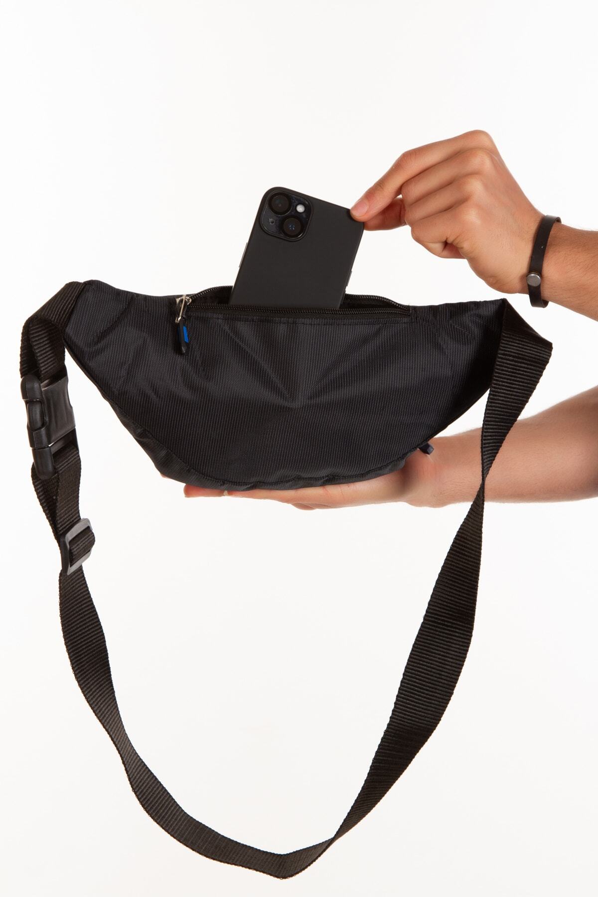Newish Polo Su Geçirmez Kulaklık Usb Çıkışlı Unisex Siyah Çapraz Askılı Bel Omuz Ve Spor Çanta görsel 6