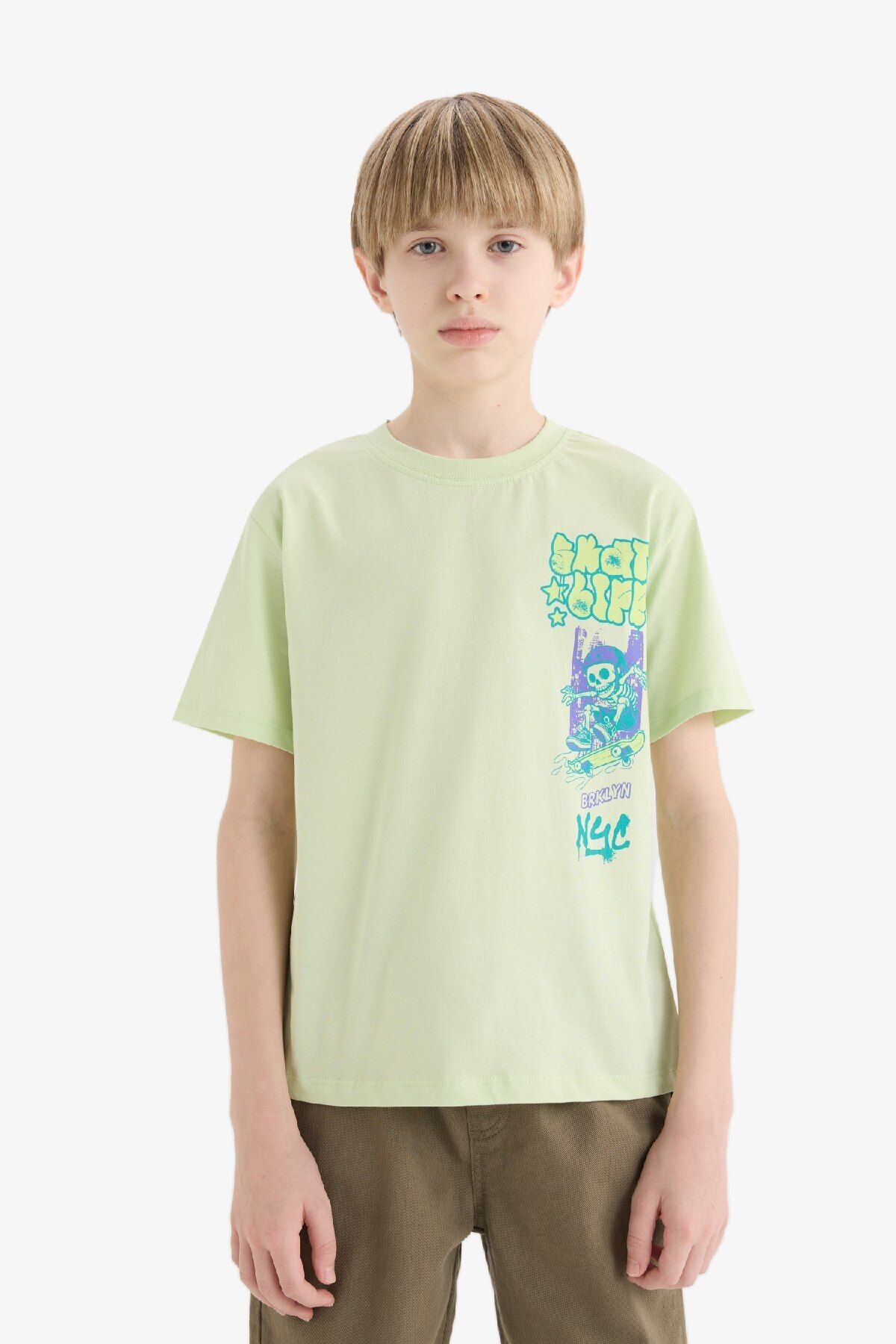 DeFacto-Tricou cu mânecă scurtă cu imprimeu pentru băiat E0091A825SM 3