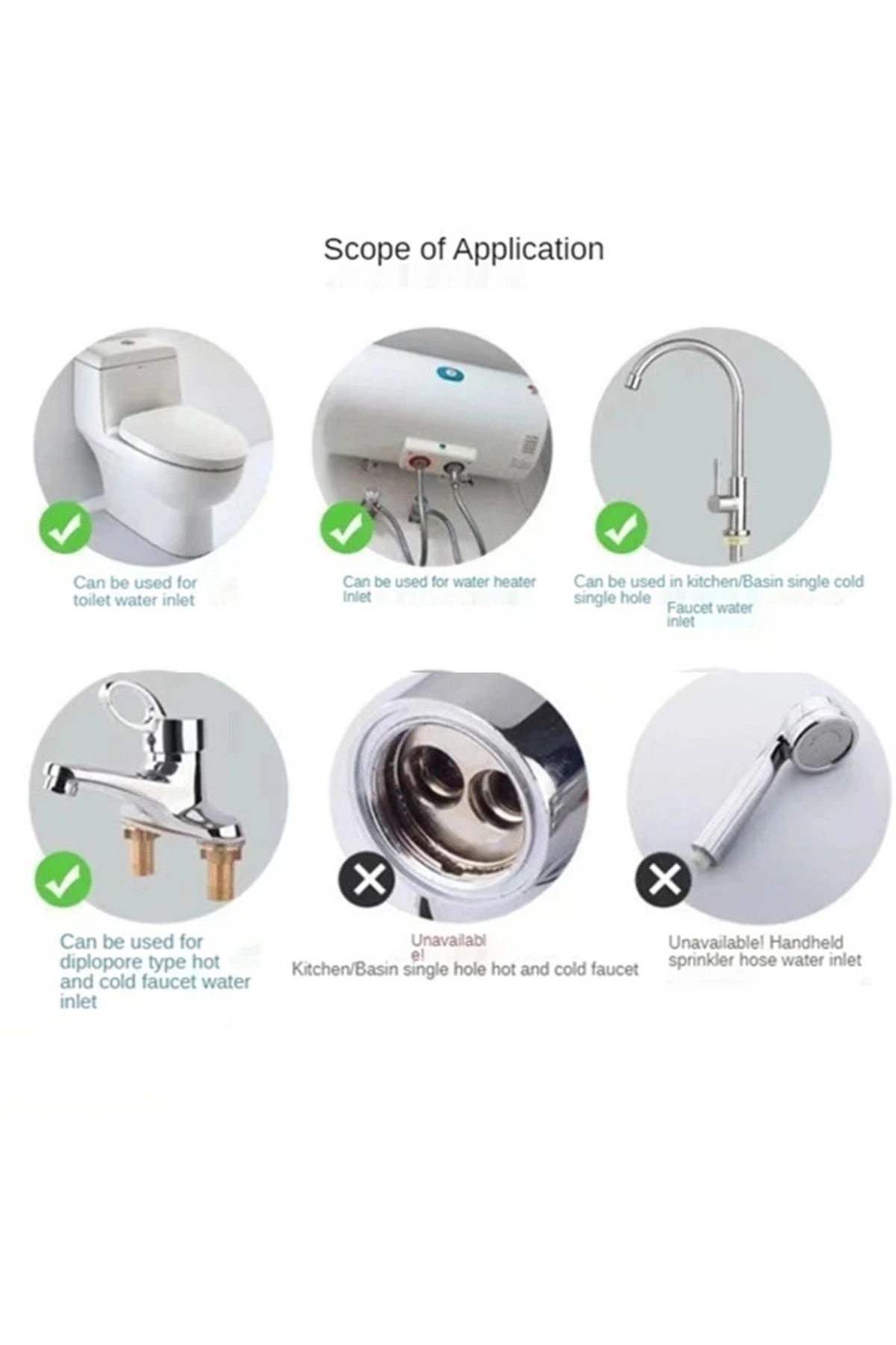 Choice-80cm 304 Stainless Steel Faucet Braided Water Pipe 1/2 Inch Hot and Cold Water Faucet Inlet Hose Hea 6