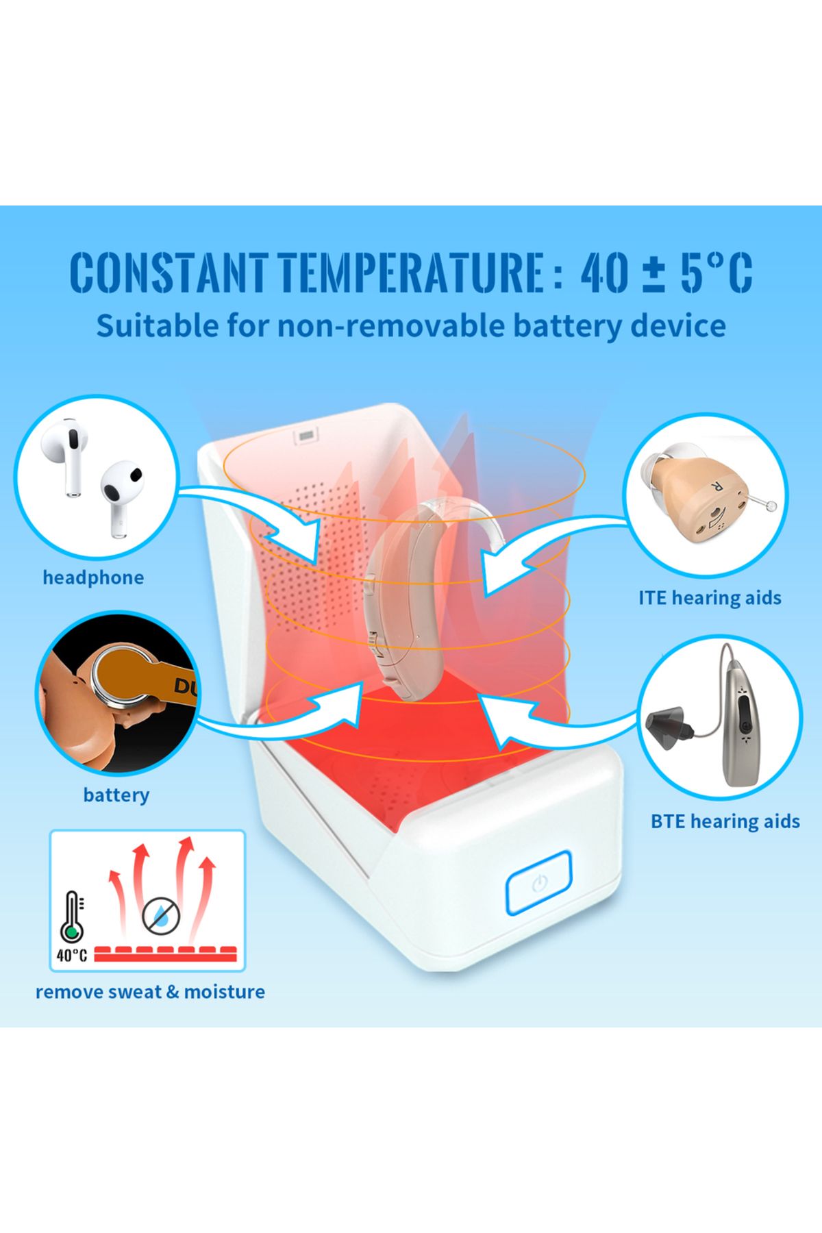 ARPTUR-Dryer for Hearing Aid Electronic Dehumidifier Removes Sweat & Moisture Efficiently 2
