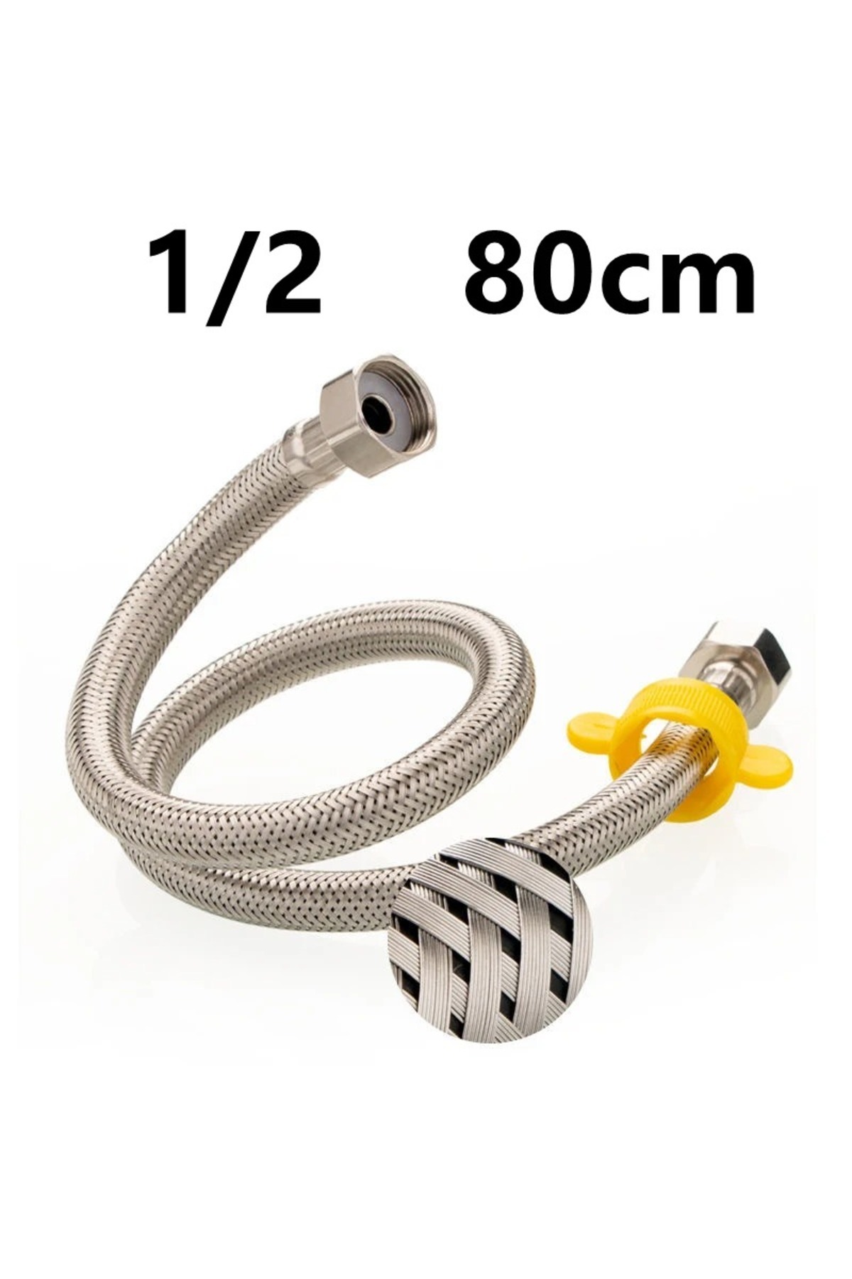 Choice-80cm 304 Stainless Steel Faucet Braided Water Pipe 1/2 Inch Hot and Cold Water Faucet Inlet Hose Hea 4