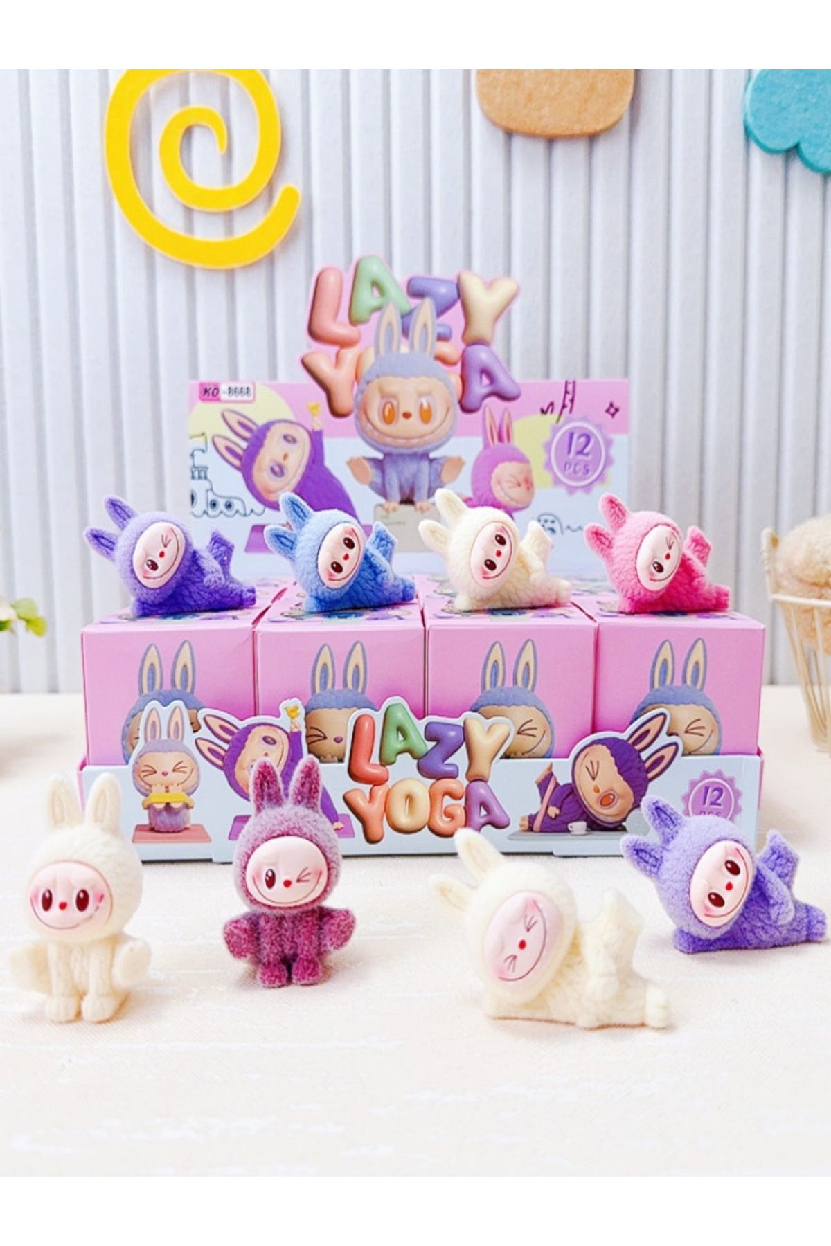 Choice-Random 1pcs New Labubu Blind Box Lazy Yoga Serise High-Value Cute Doll Desktop Ornaments Model Child 8