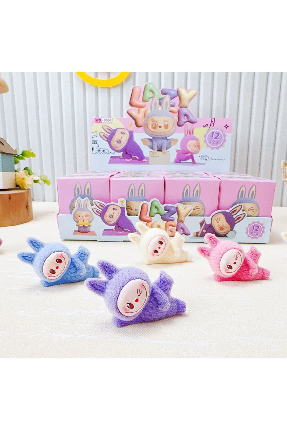 Choice-Random 1pcs New Labubu Blind Box Lazy Yoga Serise High-Value Cute Doll Desktop Ornaments Model Child 2