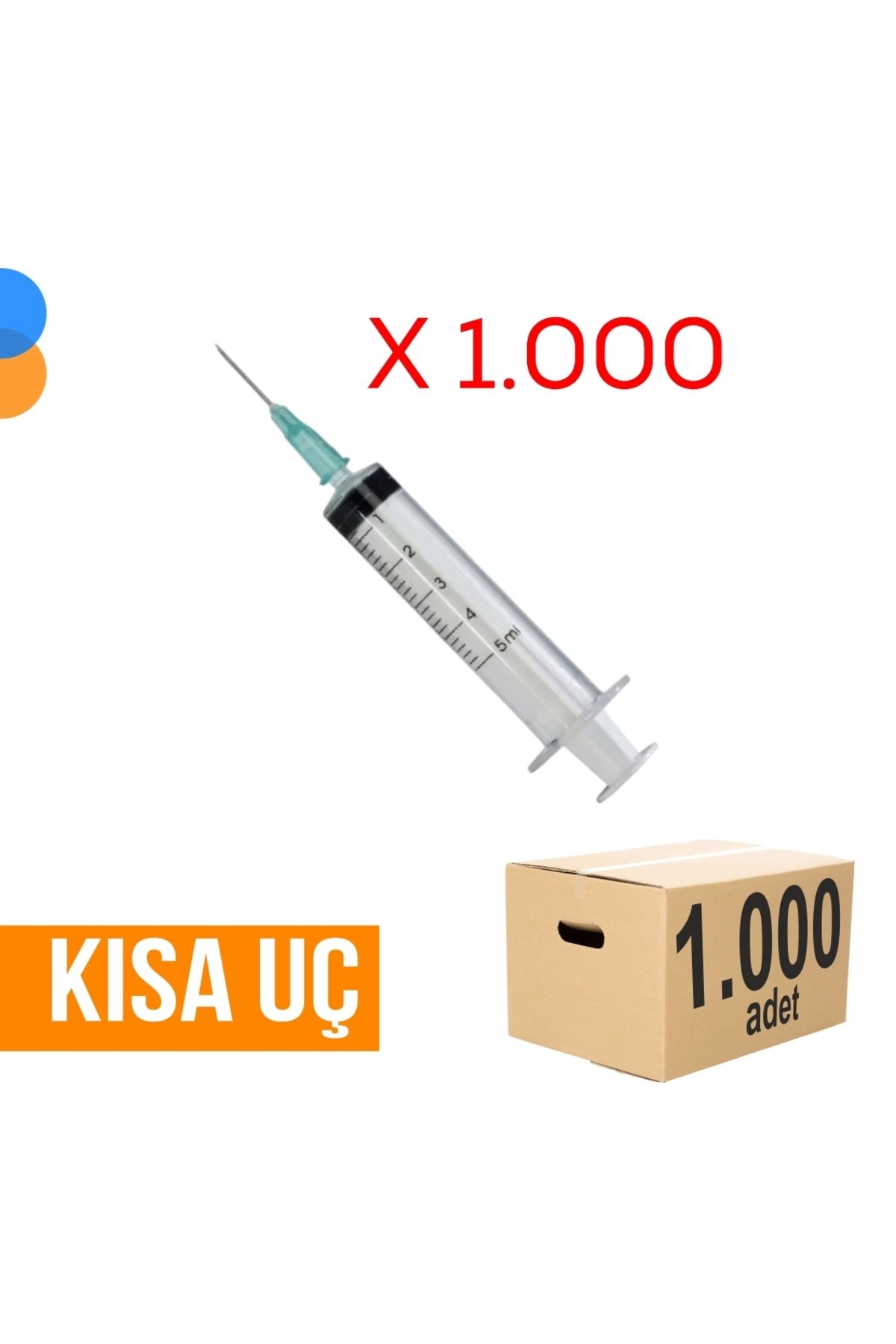 Genject 5cc Enjektör 3p (21G/16MM) Kısa Iğneli Yeşil 1000'li Koli