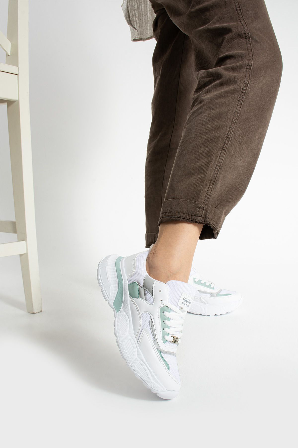 Getcho-Babel Women's White Green Casual Sports Shoes 3